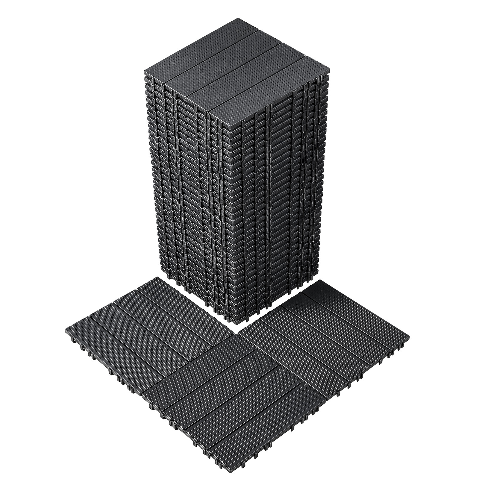 TEMU Carrelage de terrasse emboîtable VEVOR, lot de 36, 12"x12", en plastique pour porche, foncé