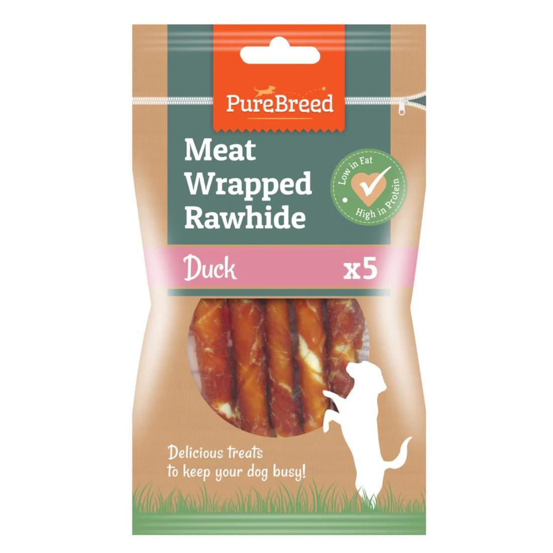 TEMU Pet Dog Treats Meat Duck Flavor Wrapped Rawhide Sticks 5 Pack
