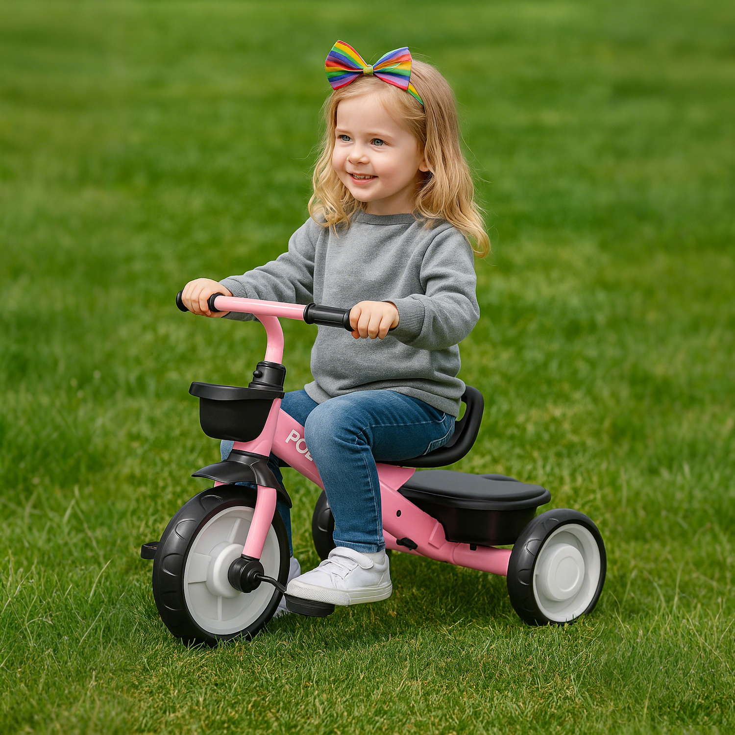 Baby Balance Fiets met Mand, Verstelbaar Zitje en Anti-Slip Wielen, Vroege Leeractiviteit Wandelende Duwactiviteit Dragauto Speelgoed, Baby Walker voor 12-24 Maanden, Baby'S Sliding Bike voor Binnen Buiten voor Jongens Meisjes, (roze, wit, zwart)