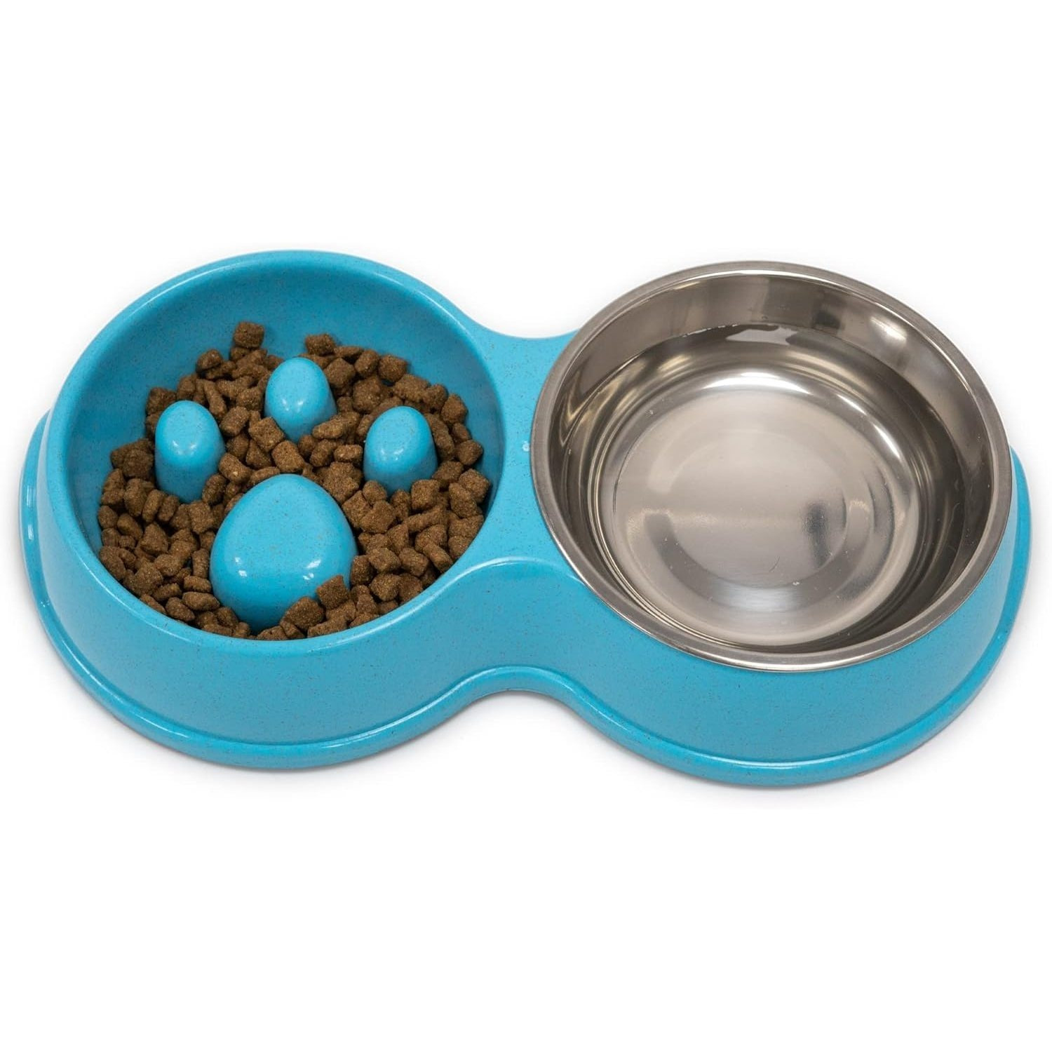 TEMU Fur & Bone Double Slow Feeder Dog Bowl | Raised Dog Bowl With Non-slip Bottom | Dog Bowls | Dog Water Stainless Steel Bowl | Detachable Raised