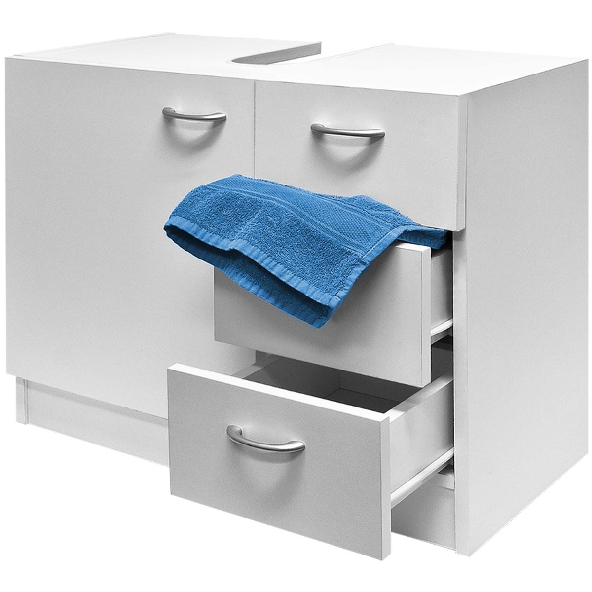 Casaria Washbasin Cabinet With 3 Drawers Wood White Washbasin Cabinet 63x30x54cm Bathroom Narrow Standing Vanity Unit