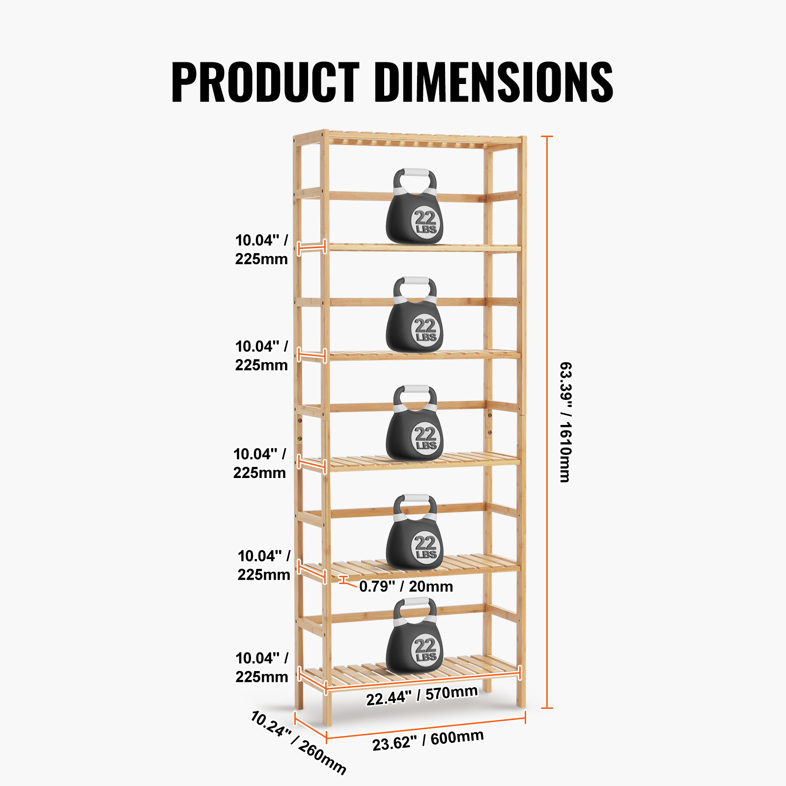 TEMU Estantería de Bambú VEVOR de 6 Niveles, Escalera de Almacenamiento Rectangular para Libros