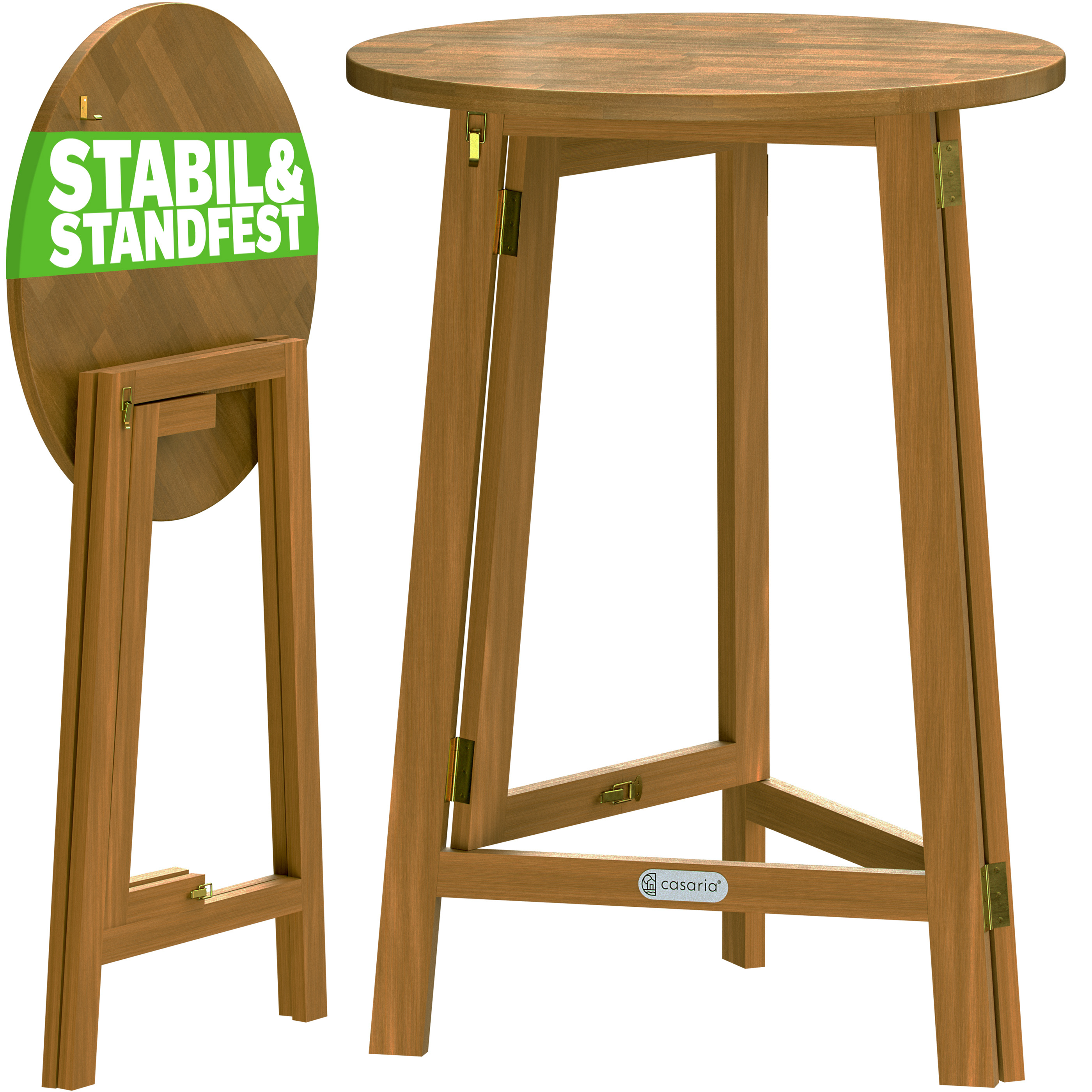TEMU CASARIA® Table Pliante en Bois 110Cm de Hauteur Ø80 Cm Ronde en Acacia Rustique Intérieur Extérieur Bistro Table à Bière Table de Jardin Table