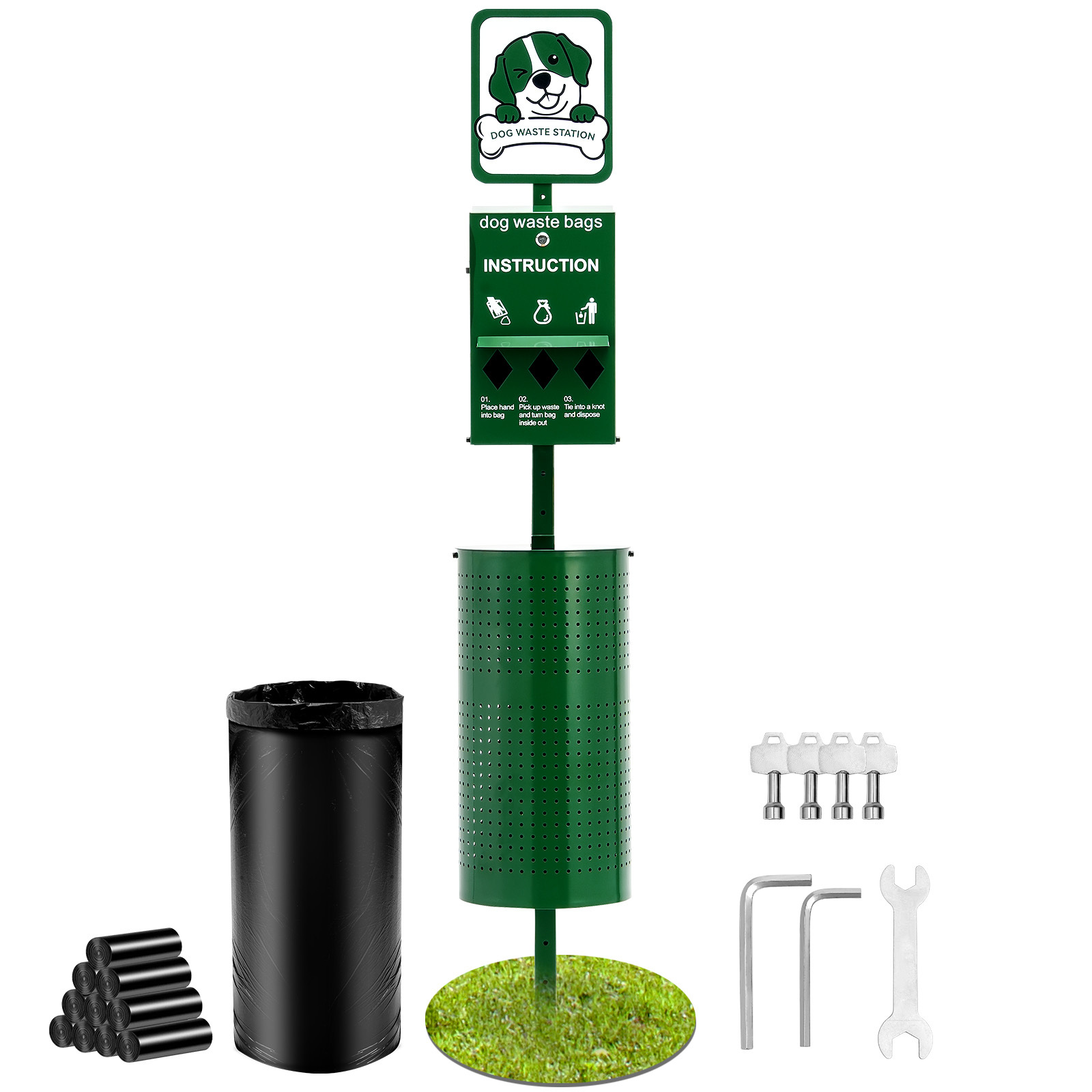 Image of Vevor Dog 11.5 Gallons Outdoor Dog Poop Station With 600 Bags