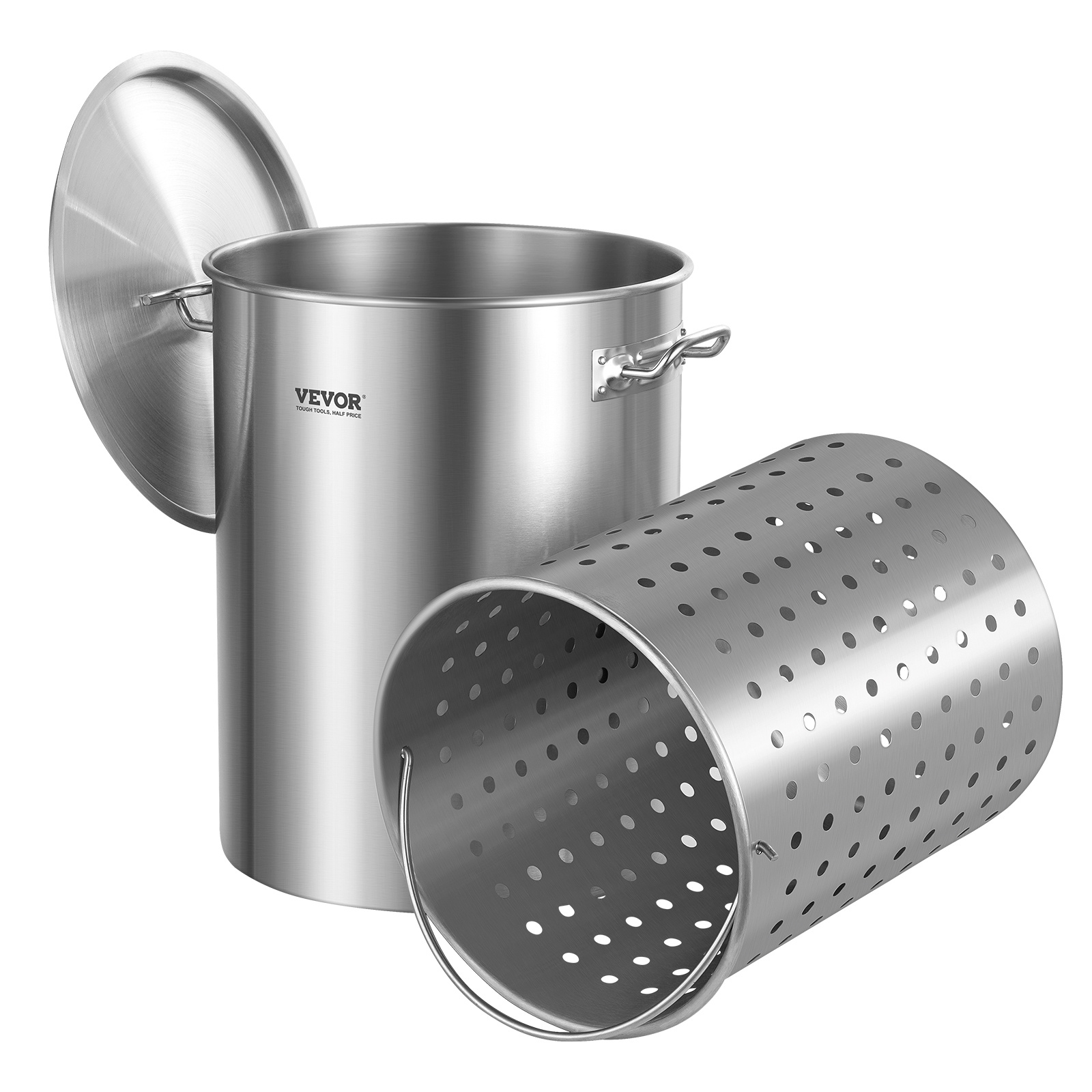 TEMU VEVOR Olla de Acero Inoxidable de 36QT con y Cesta para Cocina y Salsa con Asa