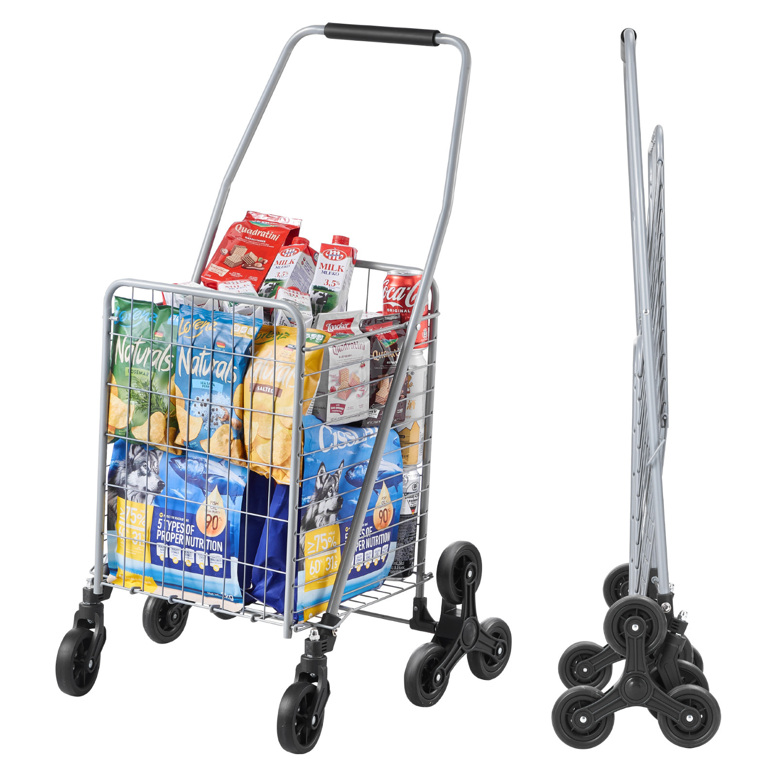 Vevor Stair Climbing Cart Foldable Shopping Cart 45l With Stair Climbing Wheels