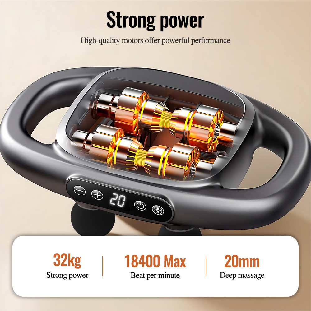 professional   fascia massage gun with   six rod technology 9   9   levels full body deep high frequency vibration muscle relaxation led display powerful   motor for home office gym use christmas and halloween gifts details 2
