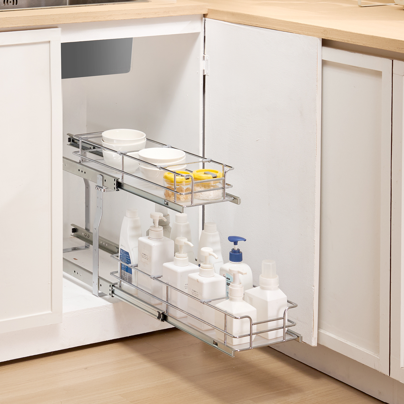 Vevor 2-tier Out Cabinet Under Sink Organizer 8.5"x21" Drawer Basket