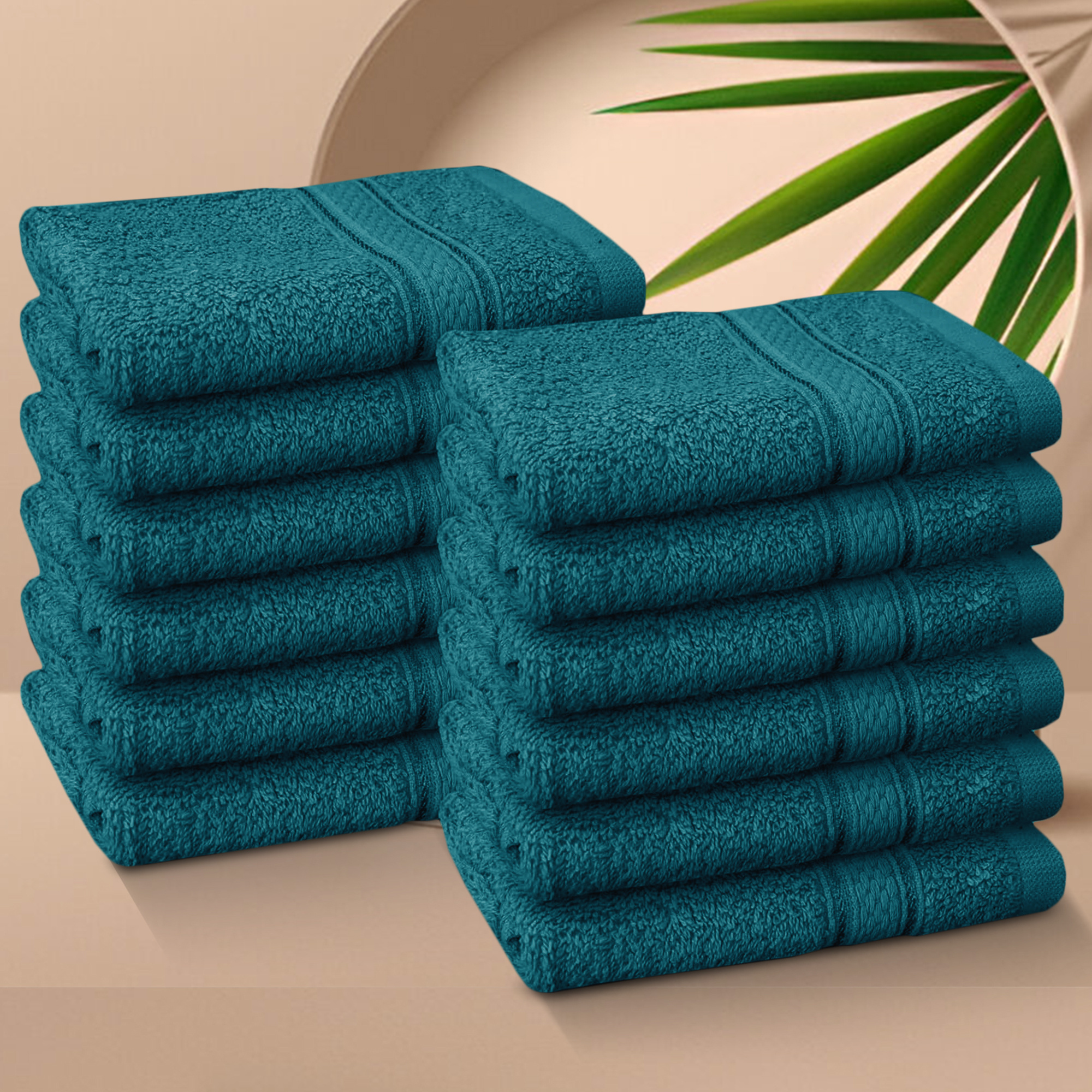 TEMU Wash Cloth - Pack Of 12 100% Cotton Face Cloth Towels Flannels Wash Cloth 30x30cm, Soft Super Absorbent - 12pcs Face Towel Set - Black