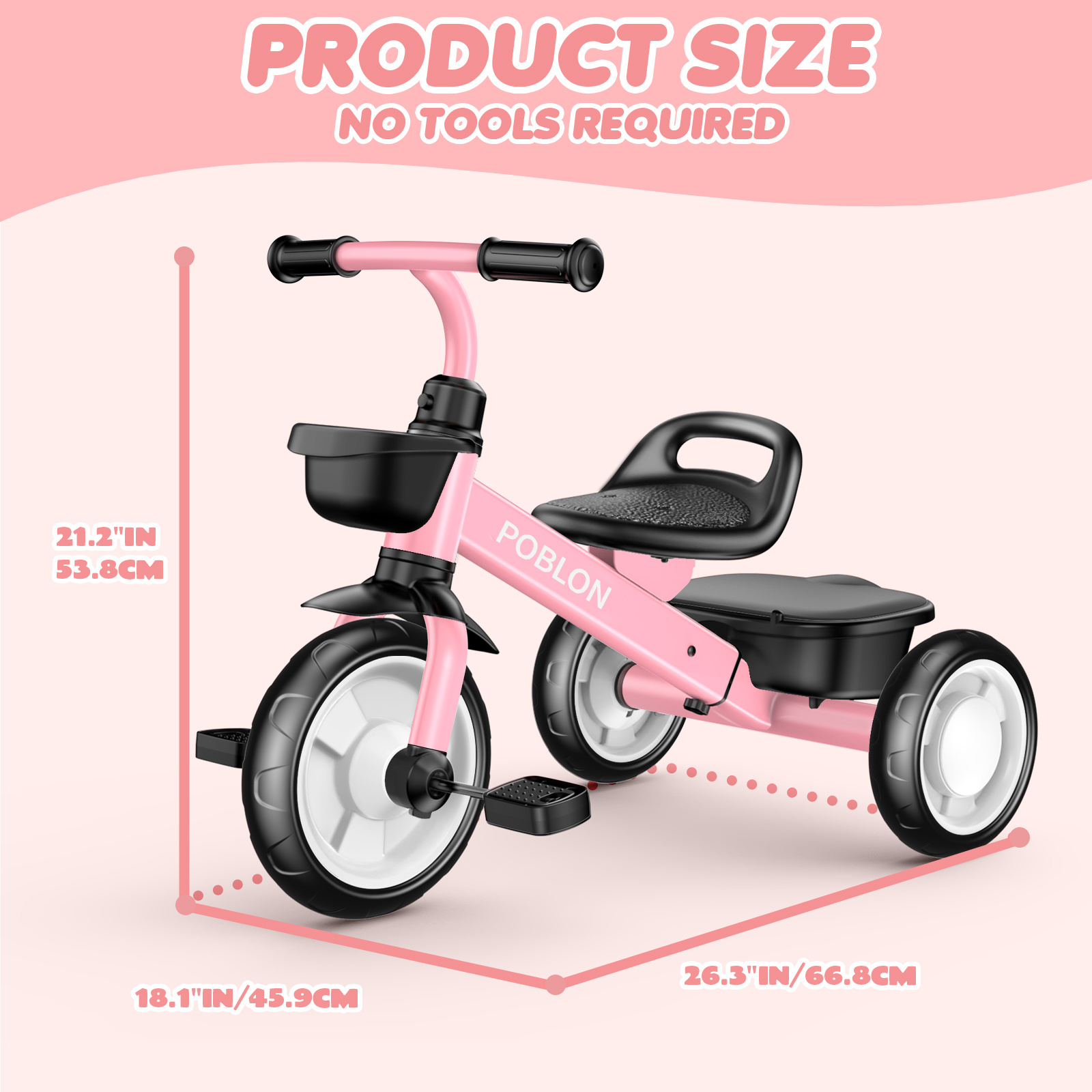 Baby Balance Fiets met Mand, Verstelbaar Zitje en Anti-Slip Wielen, Vroege Leeractiviteit Wandelende Duwactiviteit Dragauto Speelgoed, Baby Walker voor 12-24 Maanden, Baby'S Sliding Bike voor Binnen Buiten voor Jongens Meisjes, (roze, wit, zwart)