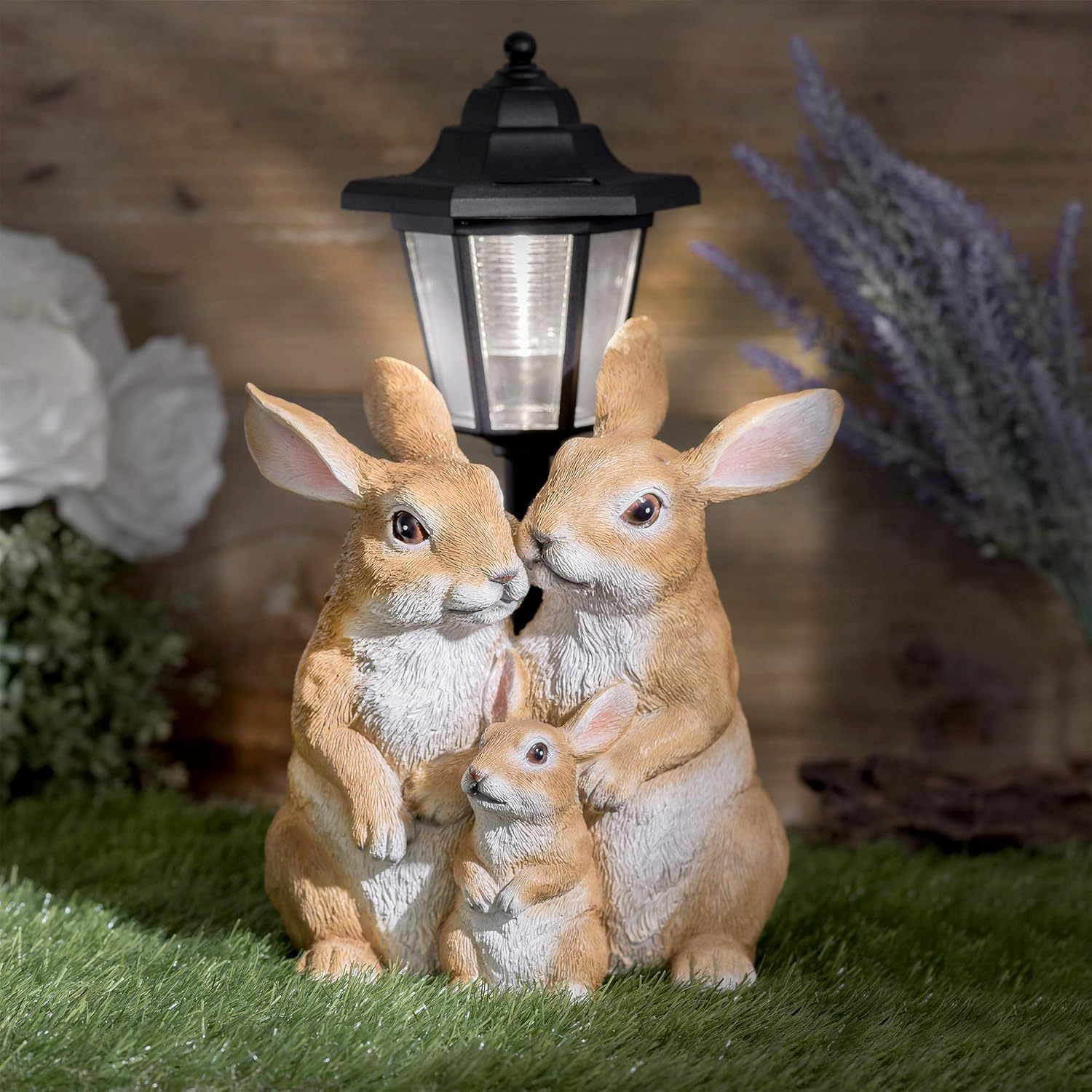 TEMU Globrite Solar With Lantern Post Light – Resin Garden Ornaments Outdoor Use - Solar Garden Lights For Yard, Patio, Lawn– Animal Figurines