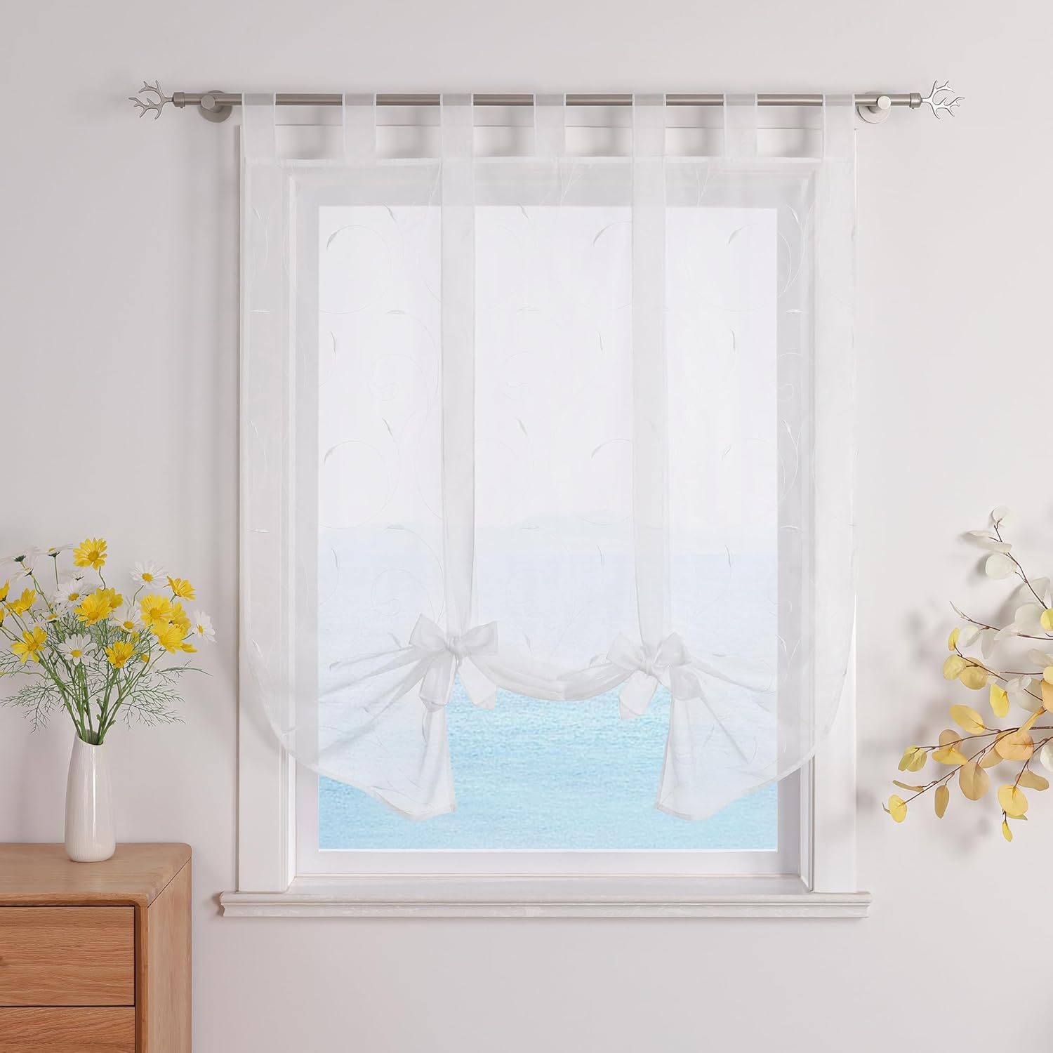 Curtain With Loops, Curtain Screens, Kitchen Tie-back Curtains, Transparent Loop Curtains, Modern Curtains With Embroidery.