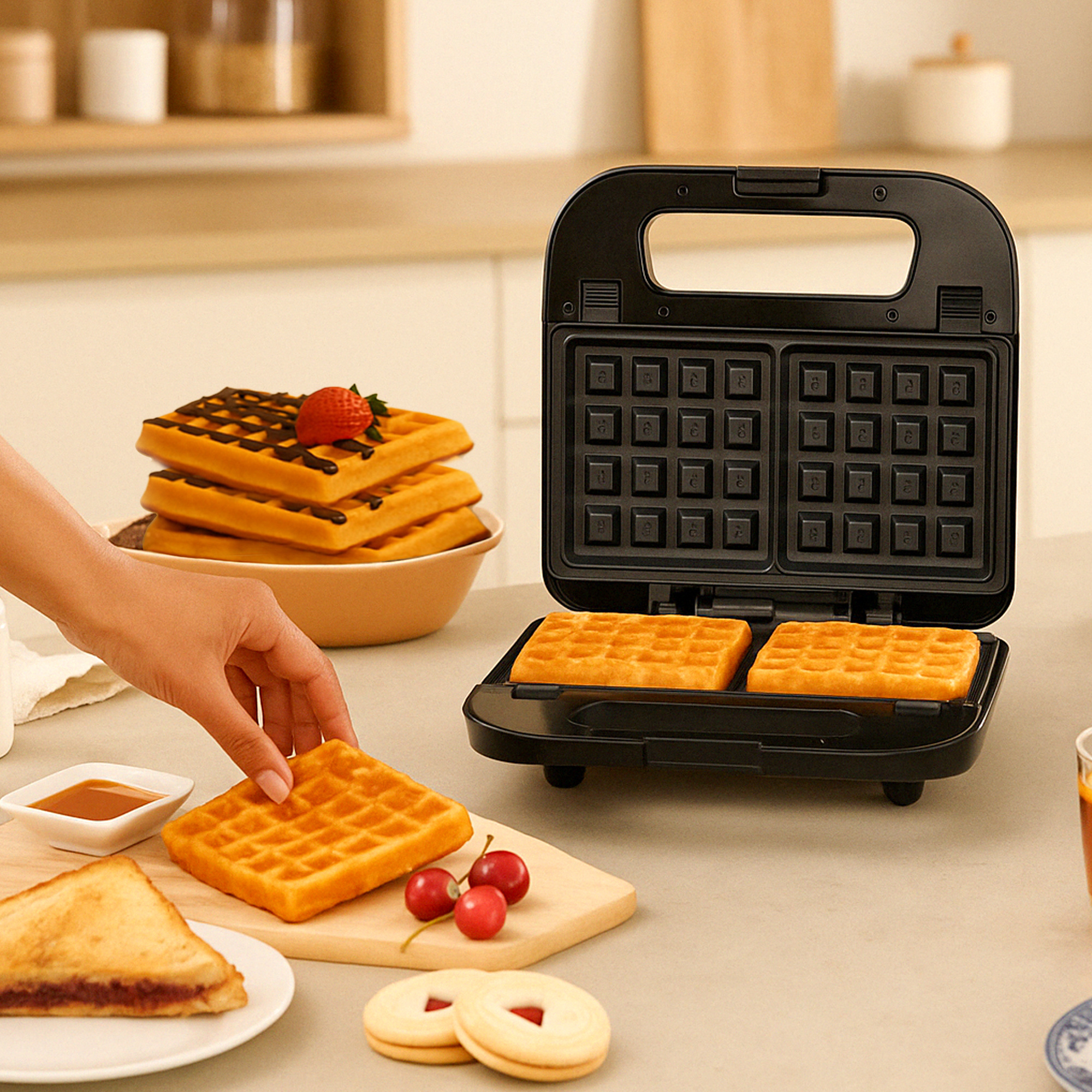 TEMU 3‑in‑1 Sandwich Maker With Waffle & Grill Plates | 750w Snack Maker, Non‑stick, Easy Clean, | Innoteck Kitchen Pro