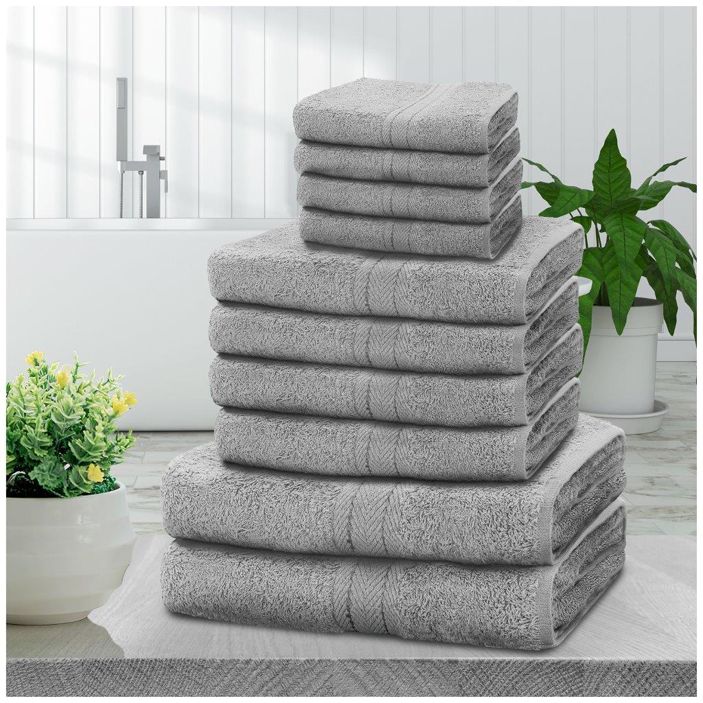 10pcs Towel Bale Set | Luxurious 100% Cotton Towels Family Pack | Quick-Drying, Highly Absorbent & Ultra-Soft Fabric | Includes 4 Face Towels, 4 Hand Towels, 2 Bath Towels | Available in 16 Elegant Colours | Ideal for Home, Gym, Spa, or Beach Use | Durable, Easy-Care, and Stylish for Everyday Comfort | UK
