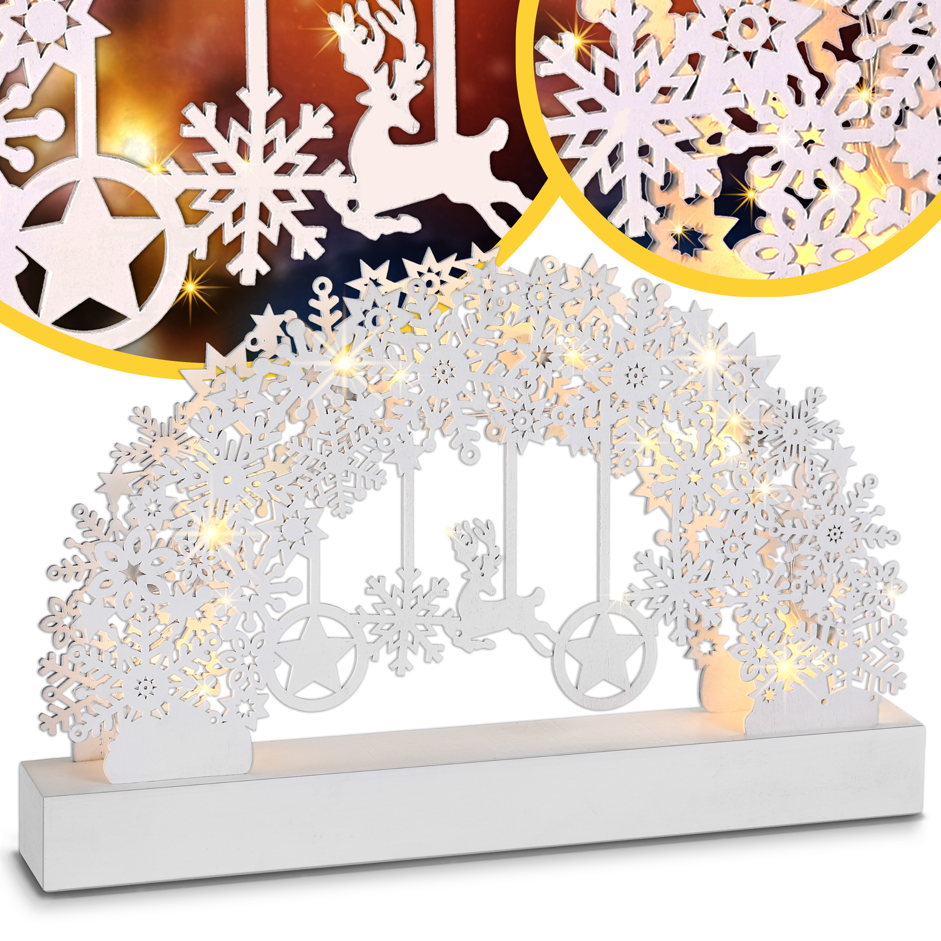 Monzana® Christmas Xl Led Wooden Arch Decoration With Timer 24h Battery Operated