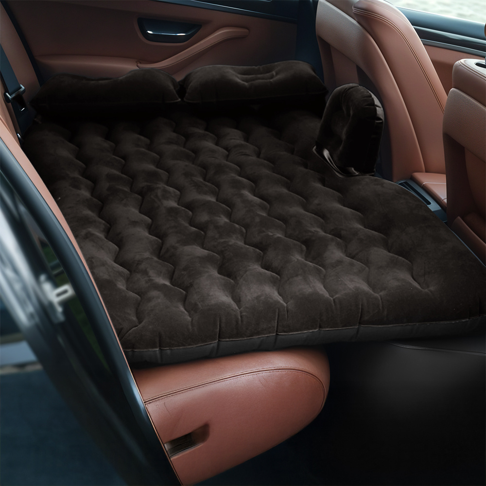 TEMU 1 Portable Foldable Car Inflatable Mattress - Car Rear Seat Self-driving Mattress, Dual-use For Outdoor Camping And Home , In Black And Gray