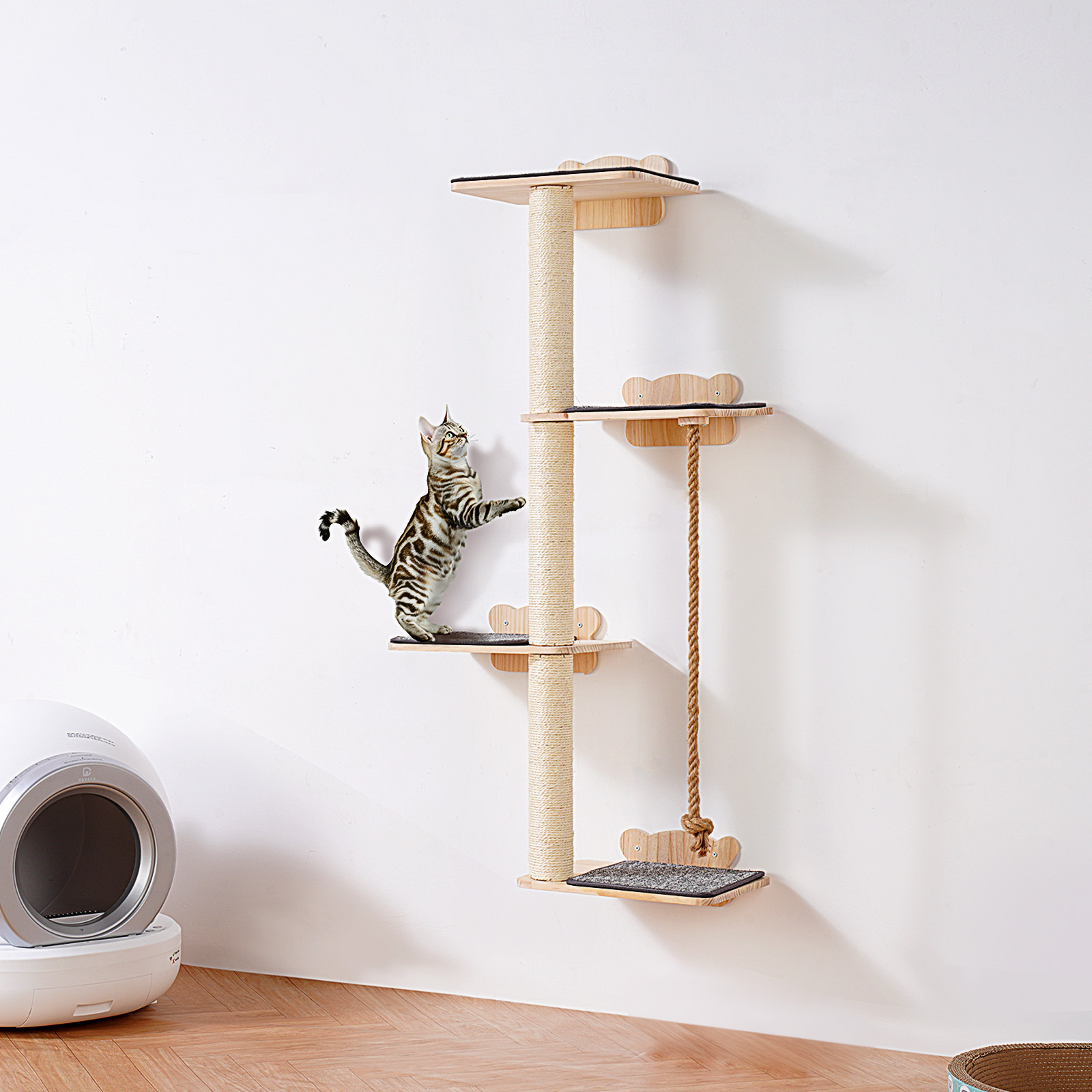 E-shop VEVOR Wandmontierte Katzenregale mit Plattform, Baumartiges Katzenmöbel