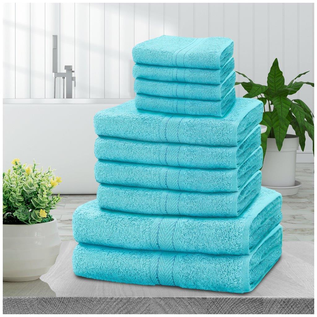 10pcs Towel Bale Set | Luxurious 100% Cotton Towels Family Pack | Quick-Drying, Highly Absorbent & Ultra-Soft Fabric | Includes 4 Face Towels, 4 Hand Towels, 2 Bath Towels | Available in 16 Elegant Colours | Ideal for Home, Gym, Spa, or Beach Use | Durable, Easy-Care, and Stylish for Everyday Comfort | UK