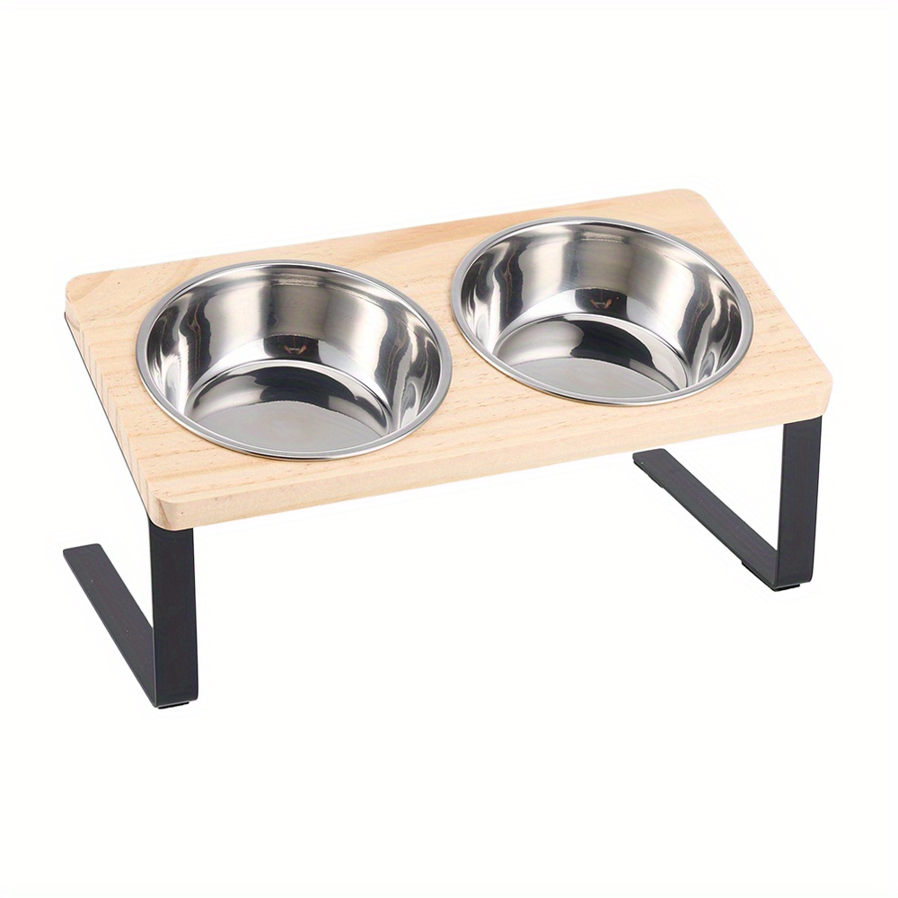 TEMU Elevated Cat Bowls, Small Dog 15° Tilted Raised Stainless Steel Bowl Stand, Elevated Feeder Food Water Bowl Set Feeding Station For Pets,