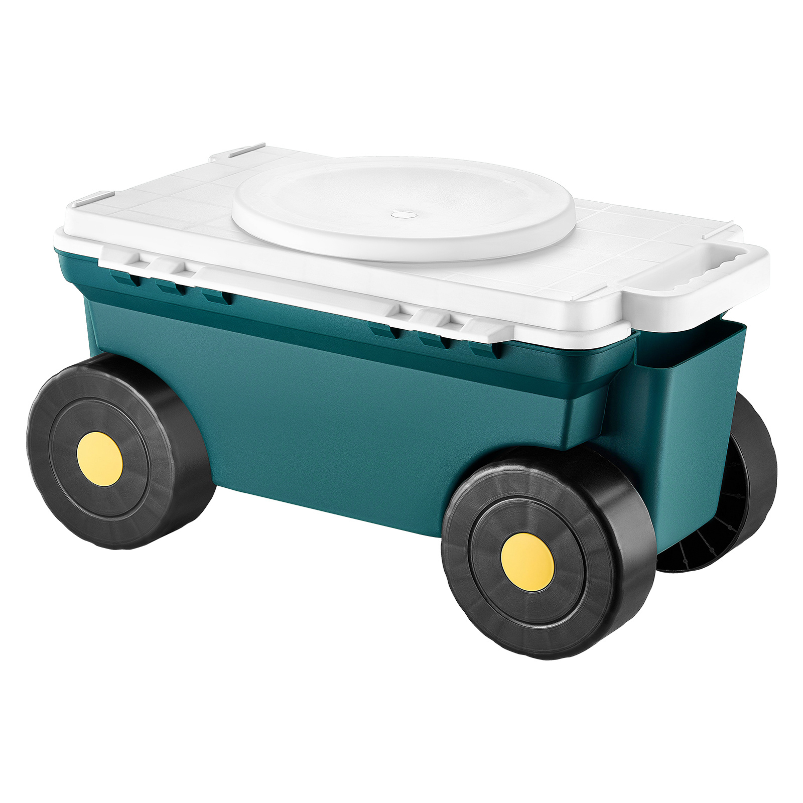 Vevor Rolling Garden Cart With Seat 276 Lbs Plastic Garden Scooter Storage Bin & Seat