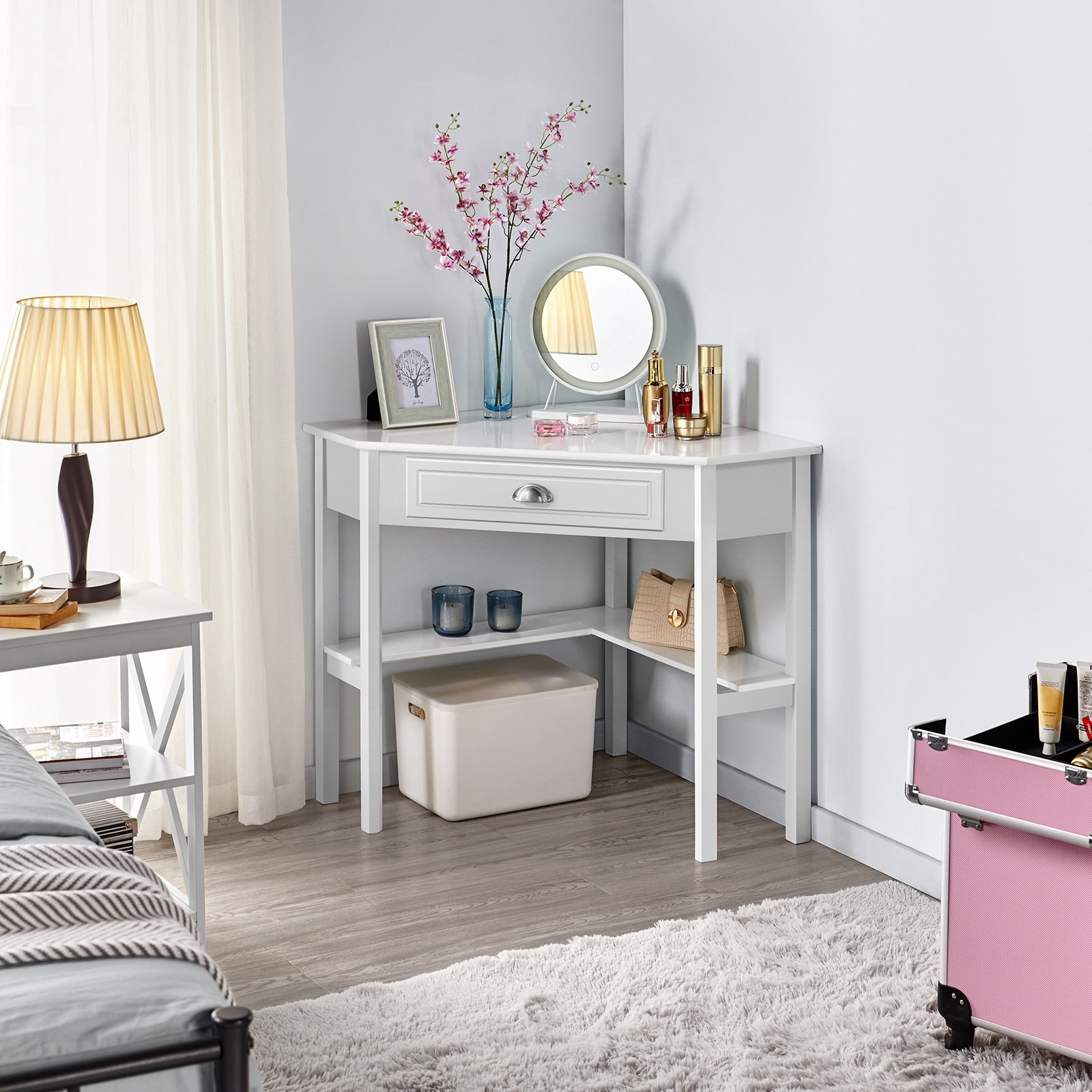 TEMU Costoffs Scrivania per Computer ad 106 � 71,5 � 76,5 cm Tavolo da Lavoro a L per Soggiorno/Studio/Ufficio