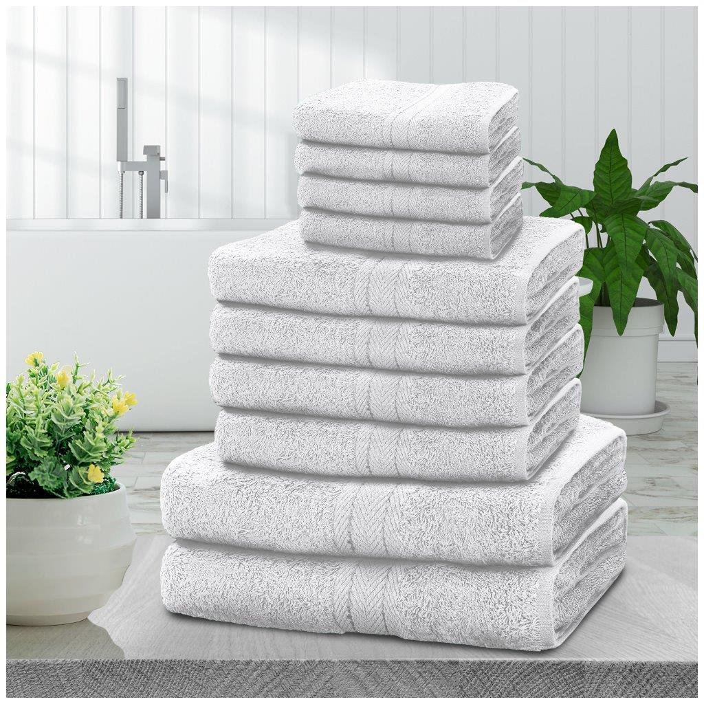 10pcs Towel Bale Set | Luxurious 100% Cotton Towels Family Pack | Quick-Drying, Highly Absorbent & Ultra-Soft Fabric | Includes 4 Face Towels, 4 Hand Towels, 2 Bath Towels | Available in 16 Elegant Colours | Ideal for Home, Gym, Spa, or Beach Use | Durable, Easy-Care, and Stylish for Everyday Comfort | UK