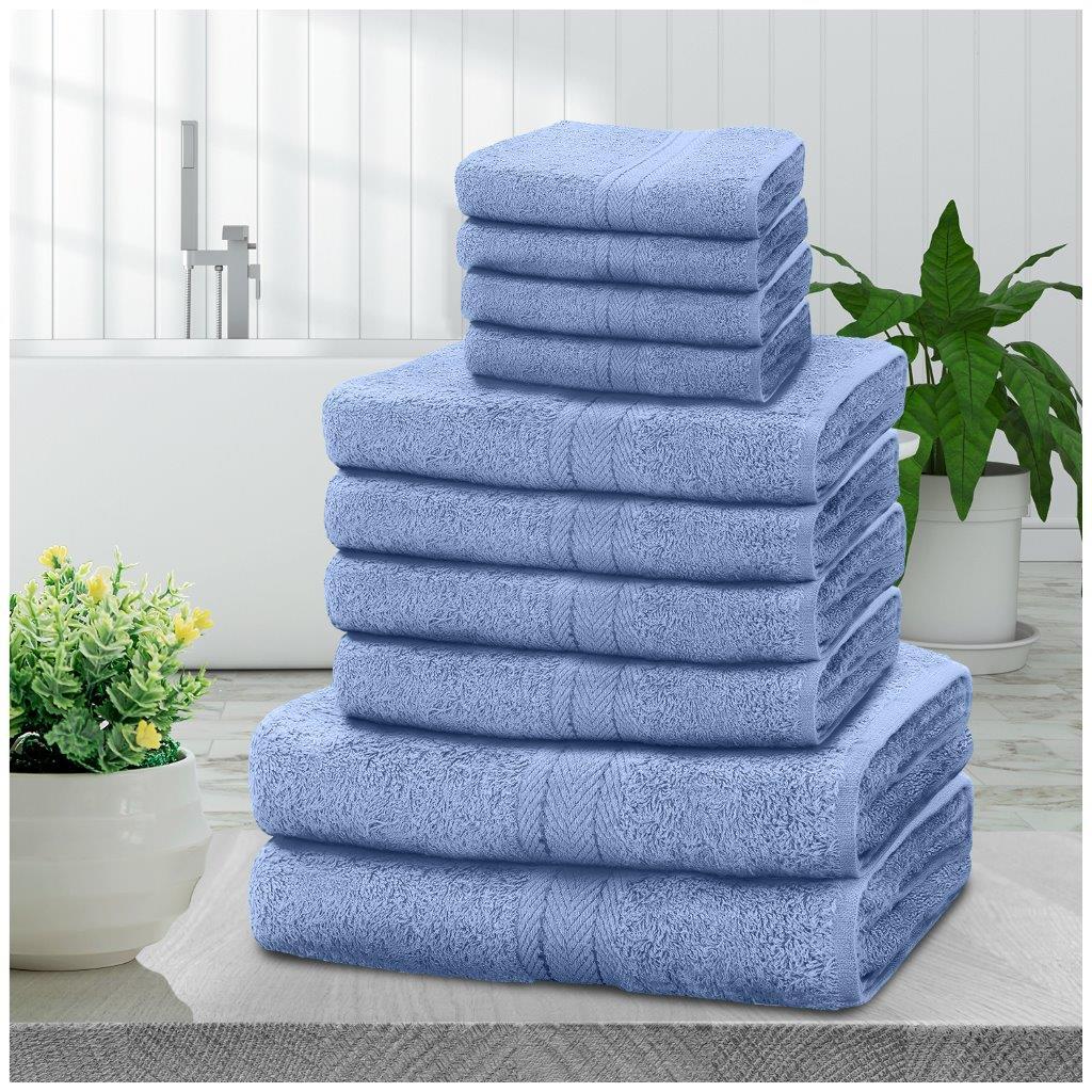 10pcs Towel Bale Set | Luxurious 100% Cotton Towels Family Pack | Quick-Drying, Highly Absorbent & Ultra-Soft Fabric | Includes 4 Face Towels, 4 Hand Towels, 2 Bath Towels | Available in 16 Elegant Colours | Ideal for Home, Gym, Spa, or Beach Use | Durable, Easy-Care, and Stylish for Everyday Comfort | UK