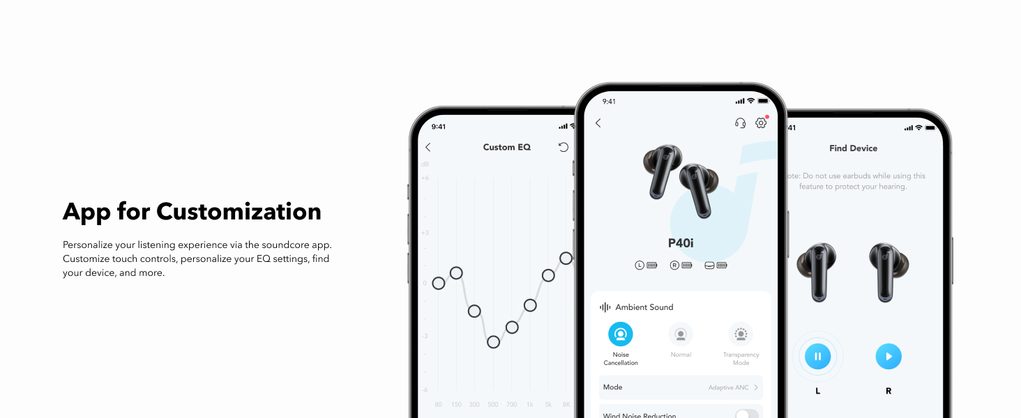 soundcore P40i by Anker Wireless Earbuds with Noise Cancelling, Adaptive Noise Cancelling, BassUp, 60h Playtime, 2-in-1 Case and Smartphone Stand, IPX5, Bluetooth 5.3 (Refurbished)