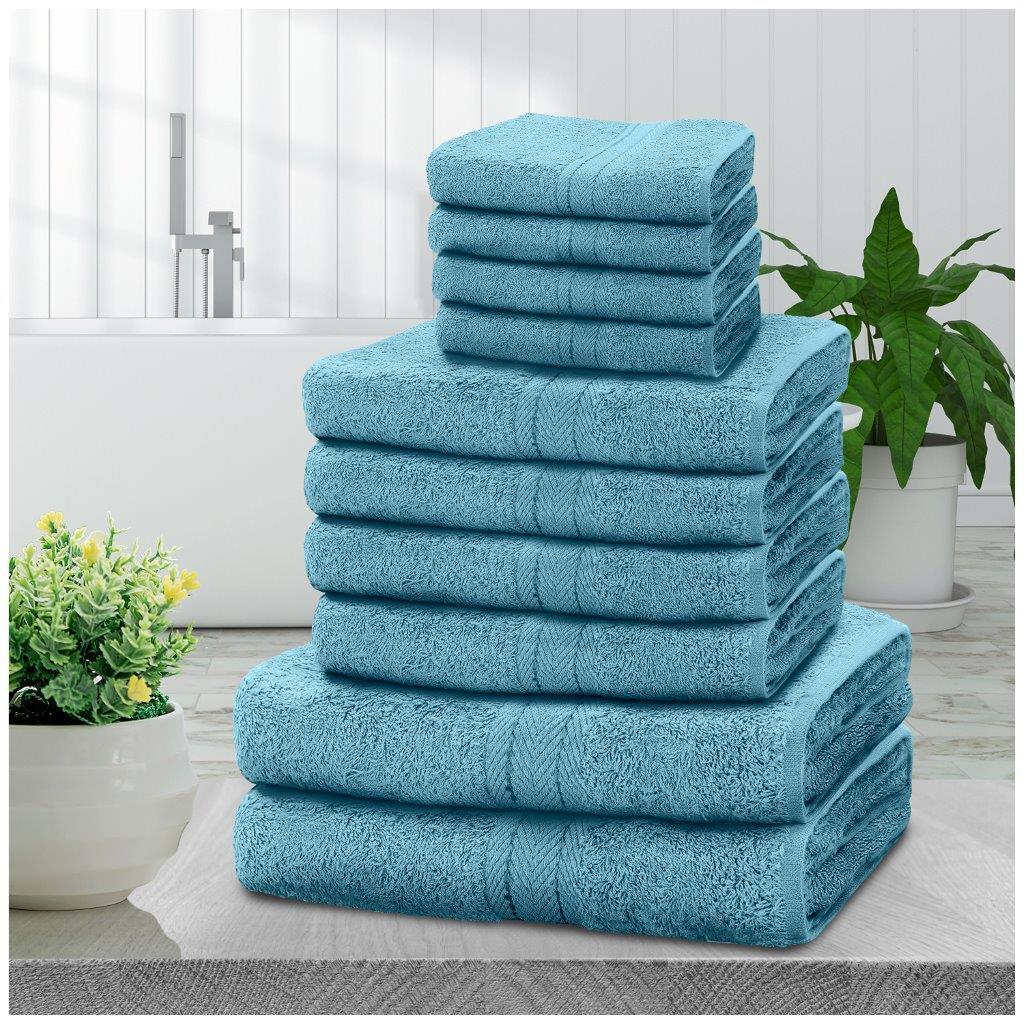 10pcs Towel Bale Set | Luxurious 100% Cotton Towels Family Pack | Quick-Drying, Highly Absorbent & Ultra-Soft Fabric | Includes 4 Face Towels, 4 Hand Towels, 2 Bath Towels | Available in 16 Elegant Colours | Ideal for Home, Gym, Spa, or Beach Use | Durable, Easy-Care, and Stylish for Everyday Comfort | UK