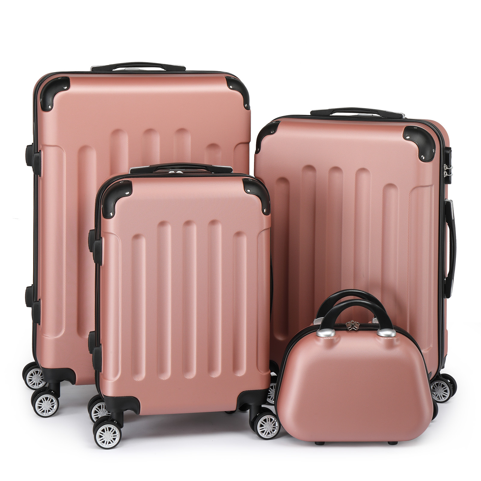 Image of 4pcs Suitcase Set, Travel Suitcase Set, Hard Shell Trolley Made Of Abs With Telescopic Handle, Hand Luggage, Airplane Approved Hand Luggage Trolley Baggage