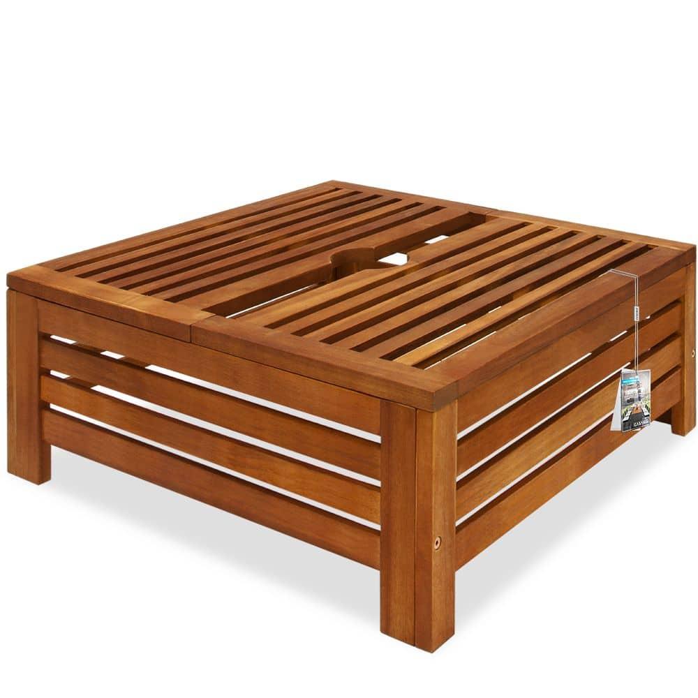 TEMU Copertura per Portaombrelli in Legno di Acacia per Tavolo da Giardino, Ombrellone da Mercato e Ombrellone da Giardino