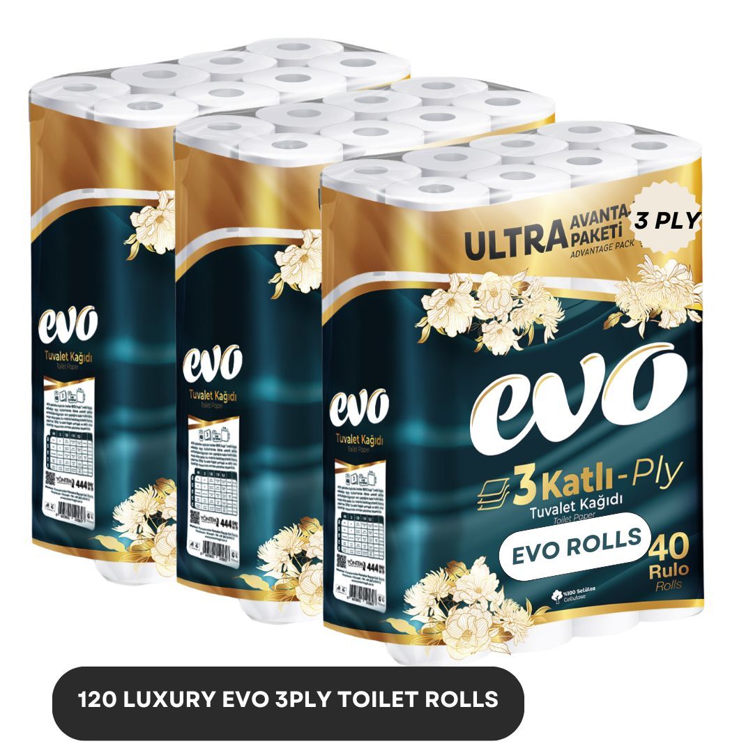 TEMU Evo 120x Luxury Toilet Rolls , Pack, And Recyclable Wipes Set Pack Disposable