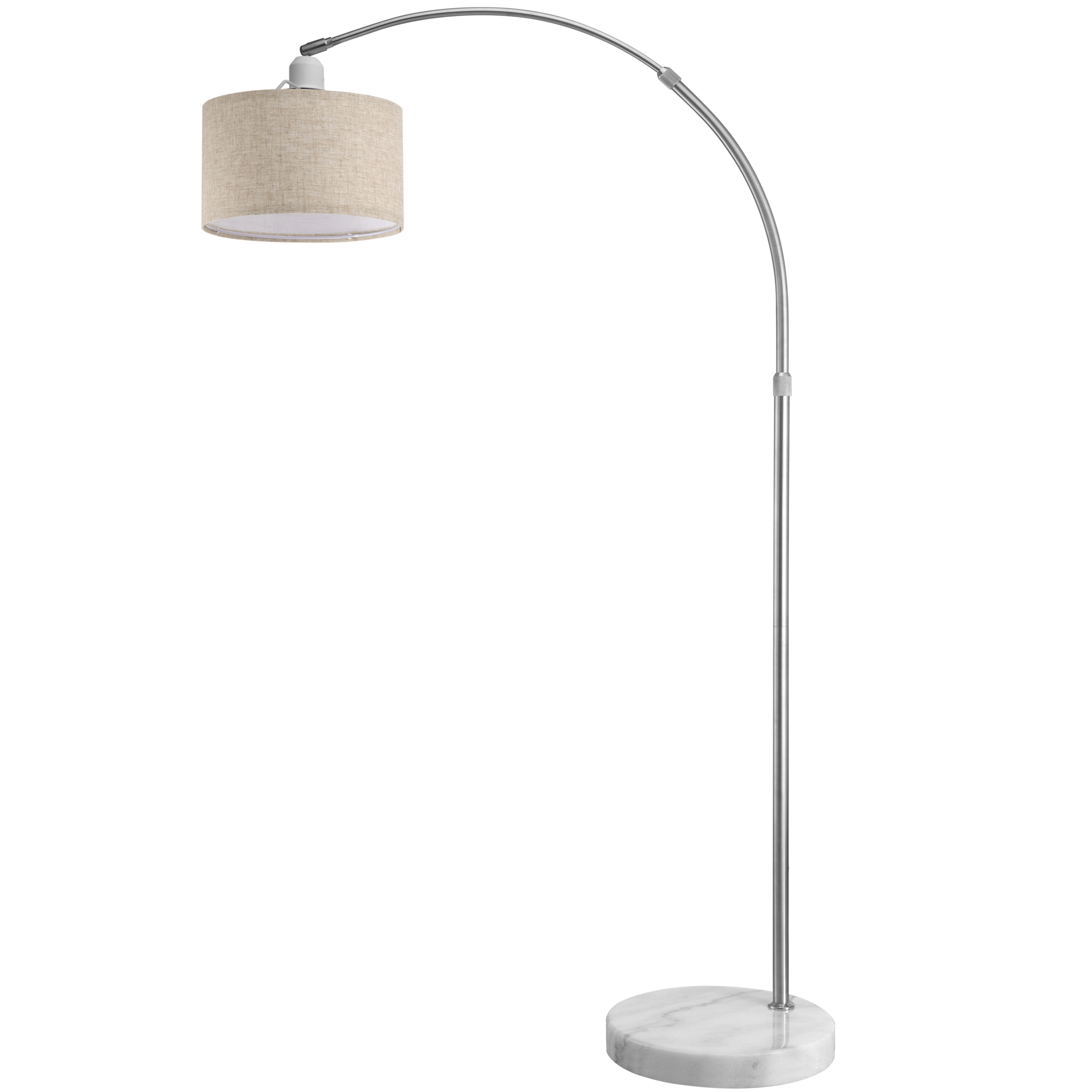 Image of Monzana® Fabric Shade Marble Foot Floor Lamp 150-175 Cm Height Adjustable Foot Switch Swiveling E27 Living Room Bedroom Standing Lamp Grey