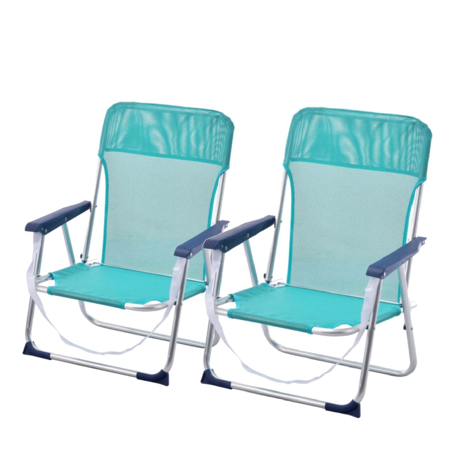 TEMU Set de 2 Sillas Plegables de Playa y Jardín, Estructura de Aluminio, Asiento 48x23x70 cm, y Portátil con Asa, Ideal para de Estatura, Camping,