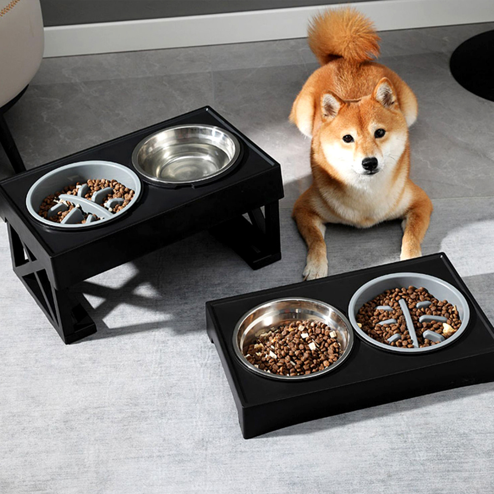 TEMU Elevated Dog Bowls, Raised Dog Bowl With Slow Feeder Dog Bowl & Stainless Steel Bowl, Height Adjustable For Small Medium Large Dogs, Cats,