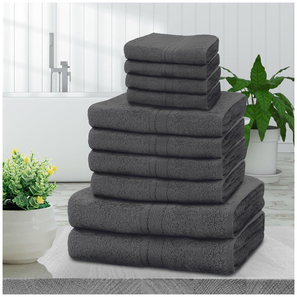 10pcs Towel Bale Set | Luxurious 100% Cotton Towels Family Pack | Quick-Drying, Highly Absorbent & Ultra-Soft Fabric | Includes 4 Face Towels, 4 Hand Towels, 2 Bath Towels | Available in 16 Elegant Colours | Ideal for Home, Gym, Spa, or Beach Use | Durable, Easy-Care, and Stylish for Everyday Comfort | UK