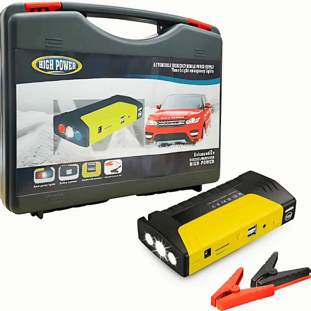 TEMU Avviatore Batteria per Auto 300A 15000mAh con Power Bank Torcia di Batteria, Scatola di Avviamento Portatile e Cavi per Motori