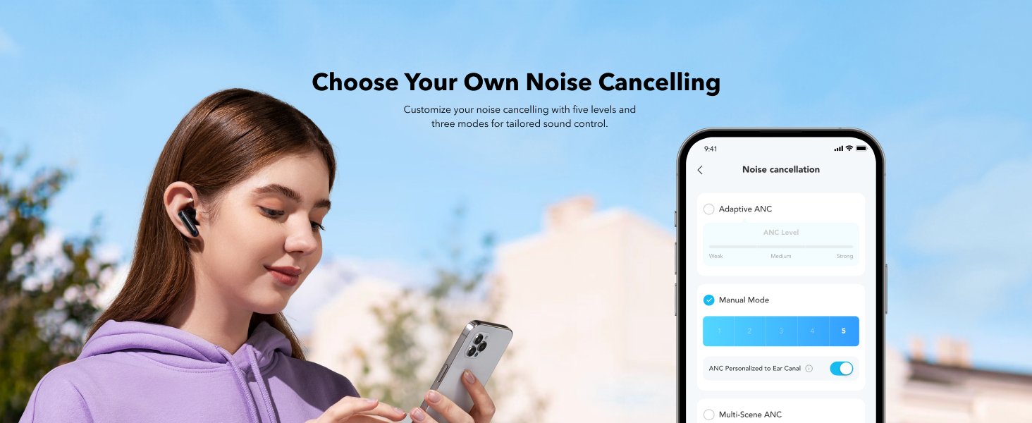 soundcore P40i by Anker Wireless Earbuds with Noise Cancelling, Adaptive Noise Cancelling, BassUp, 60h Playtime, 2-in-1 Case and Smartphone Stand, IPX5, Bluetooth 5.3 (Refurbished)