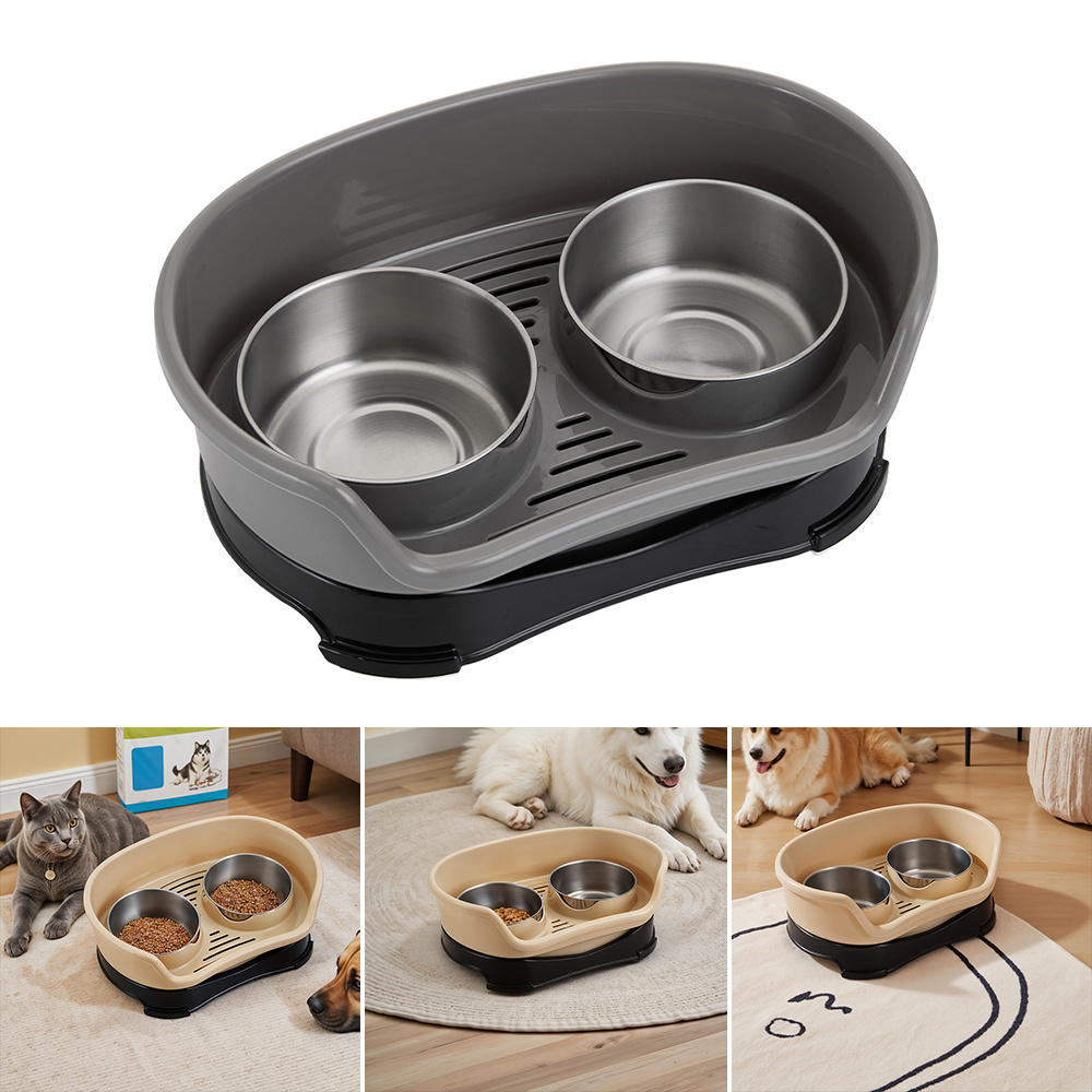 TEMU Raised Dog Bowl Elevated Dog Bowls Pet Feeding Station, 2 Stainless Steel Pet Bowl, Dog Bowls With Stand For Raised Feeders, 2 Colours