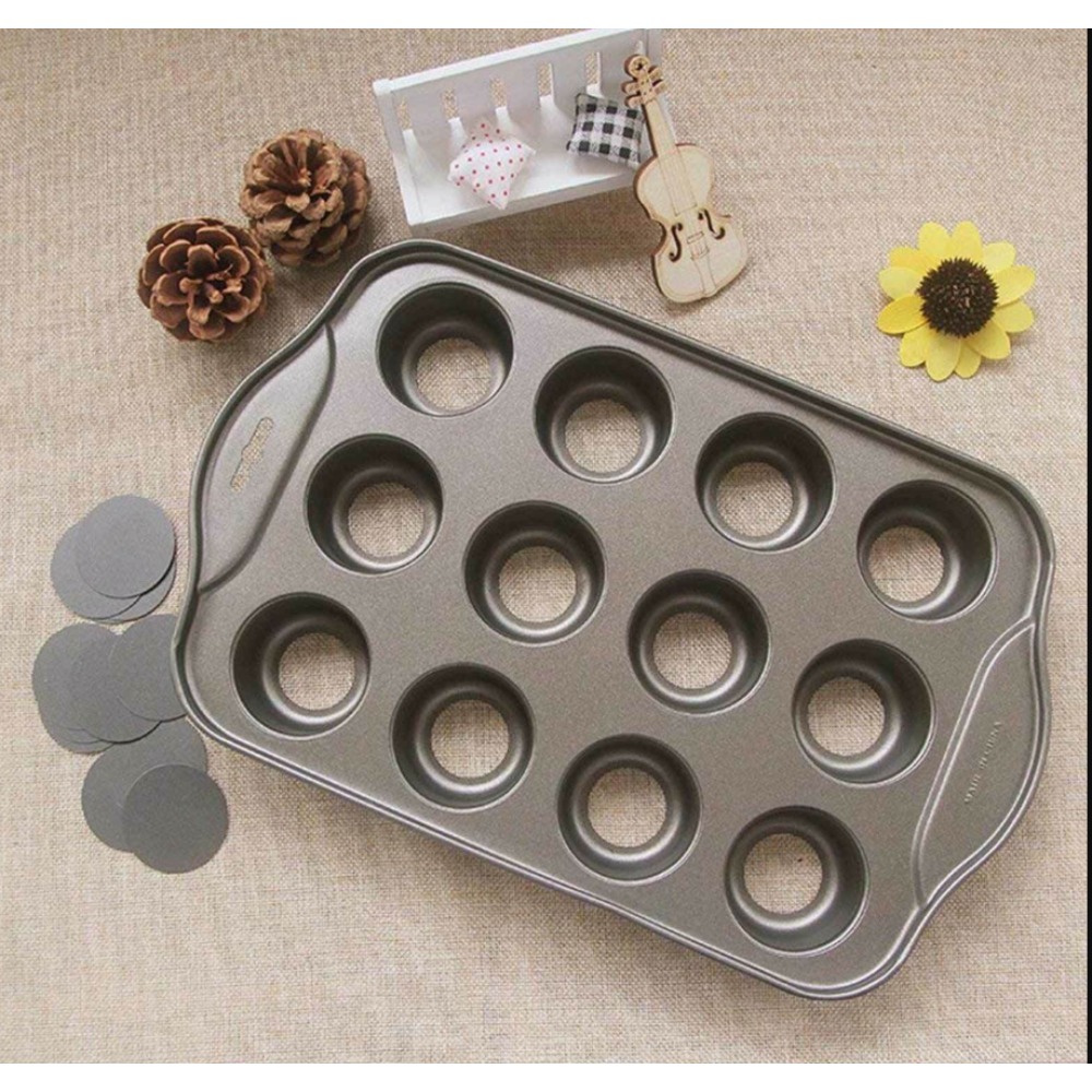 TEMU Muffin Pan For Baking, Nonstick Cupcake Tin 12 Cup, 1pc Cup Cake Tray, Premium Cheesecake Pans-black