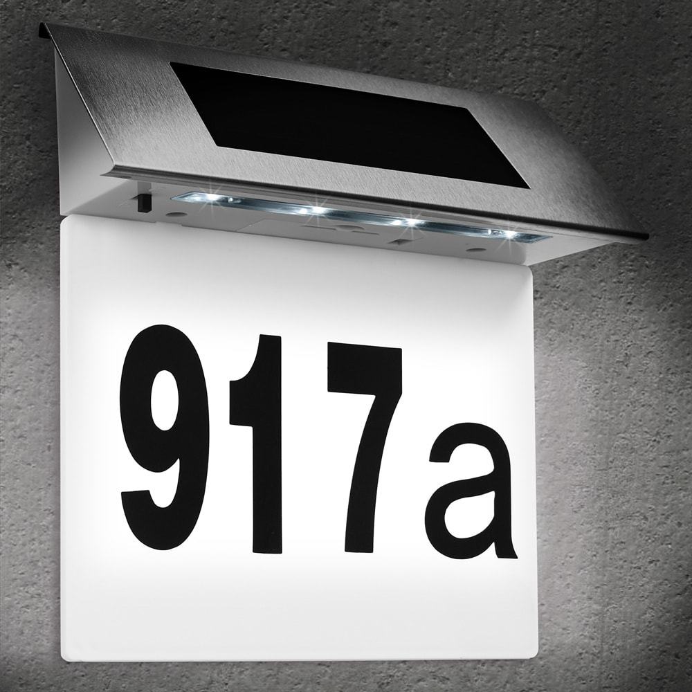 TEMU Monzana® Led Solar House Number Stainless Steel Dusk Sensor With Numbers Letters Battery House Number Number Light