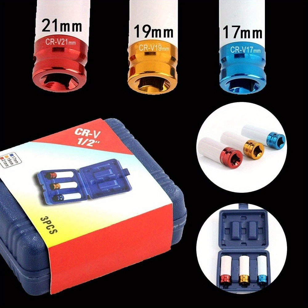 3 PCS Drive Wheel Socket Set 1/2- Inch Alloy Wheel Sockets
