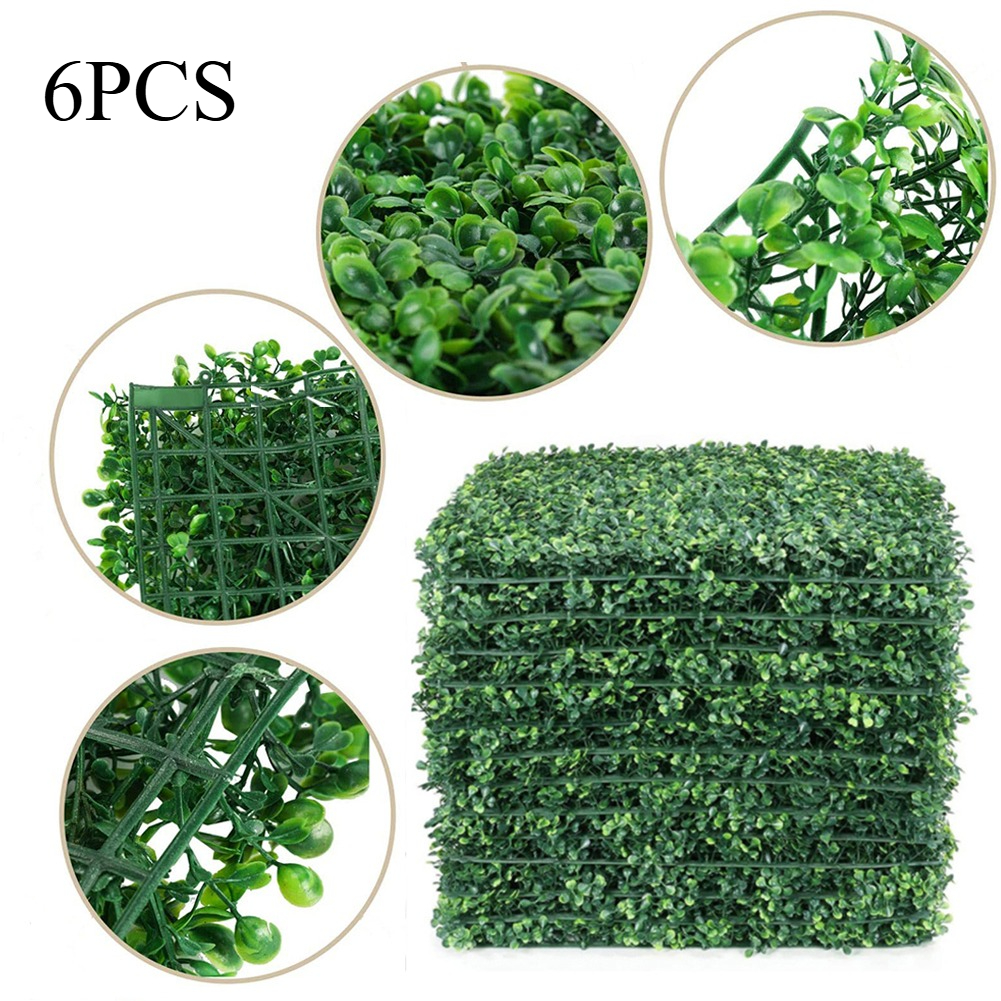 TEMU 6-pack Artificial Plant Wall (40x60cm/pc) Dark Green, Boxwood Hedge Panels, Fake Grass Wall Decor For Wedding Backdrop, Indoor Outdoor Privacy