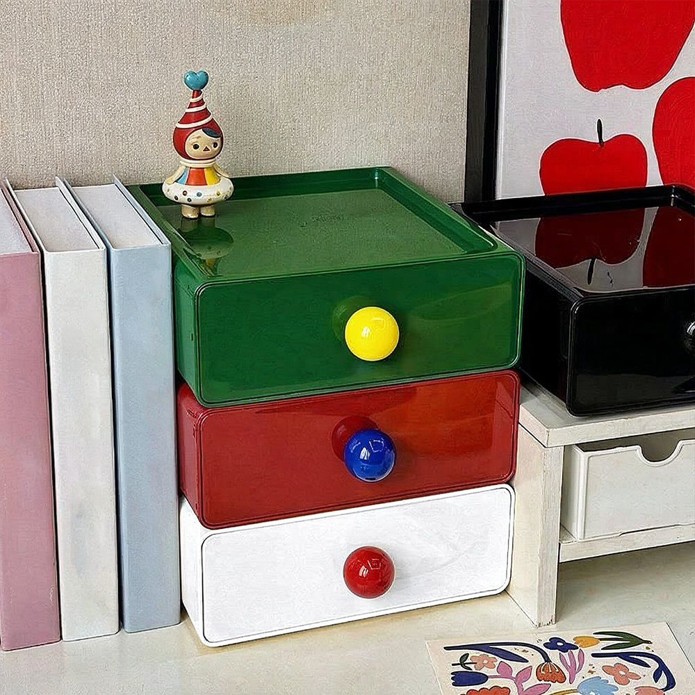 3pcs Dopamine-Inspired Desktop Storage Box Set, Stackable Organizer
