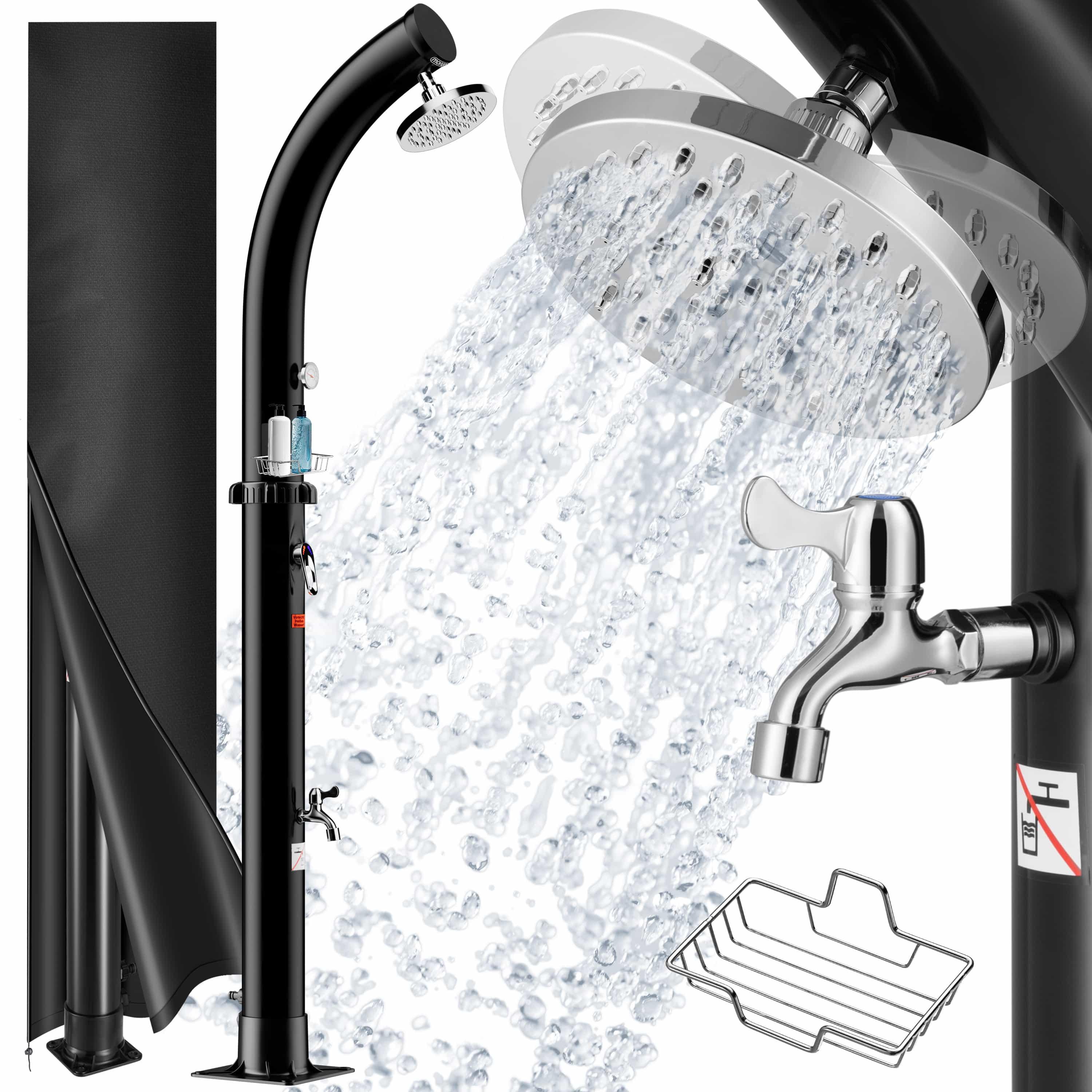 E-shop Monzana® Solardusche 20 Liter mit Schutzhaube Duschkopf 360° Schwenkbar max. 60°C Fußdusche Gartenschlauch Anschluss Pooldusche Gartendusche