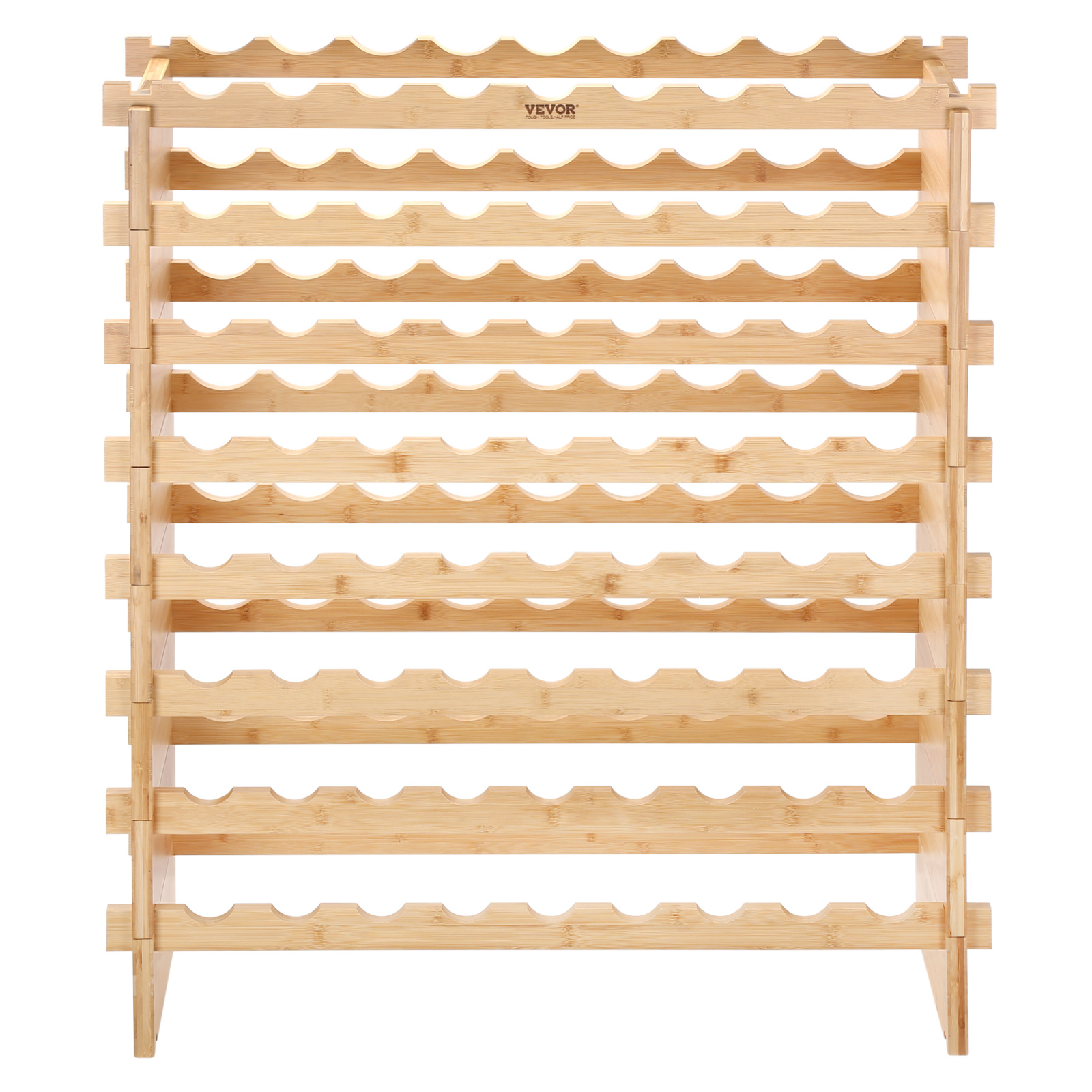 TEMU VEVOR 72 Bouteilles Empilables Modulaires Étagère À Vin En Bois De Bambou 8 Niveaux