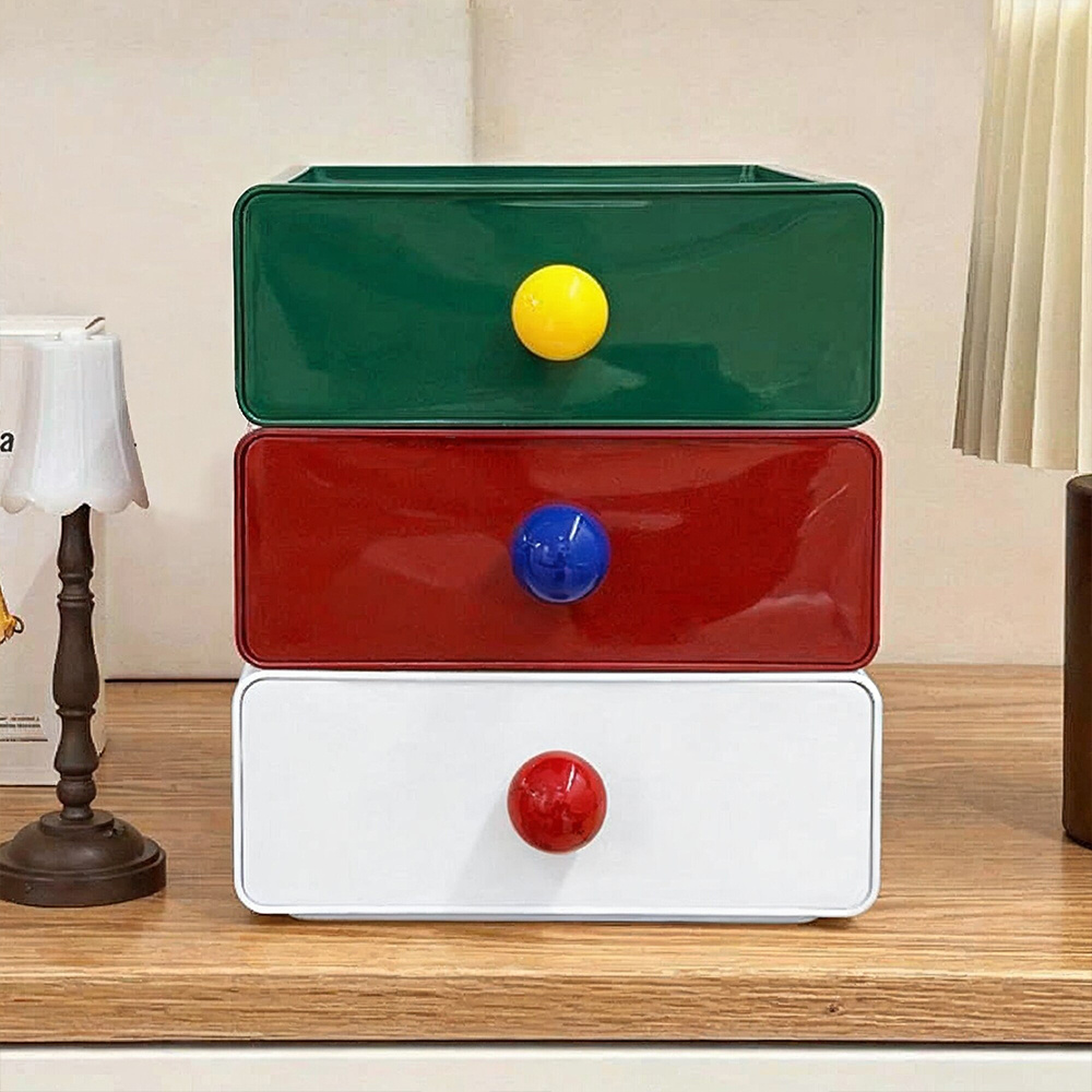 3pcs Dopamine-Inspired Desktop Storage Box Set, Stackable Organizer
