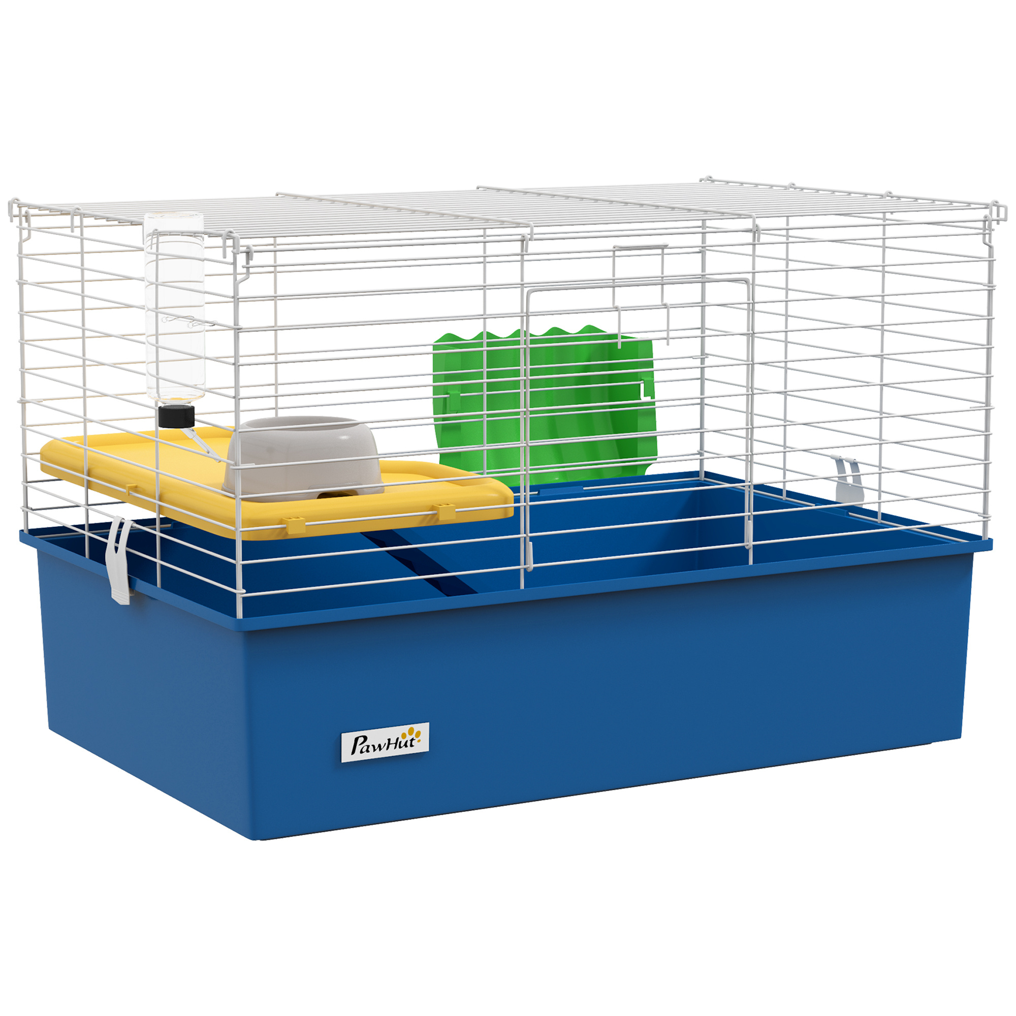TEMU PawHut Jaula para Hurones con Bandeja Inferior Jaula para Animales Pequeños con Plataforma con Rampa Comedero y Bebedero Recinto para Conejos