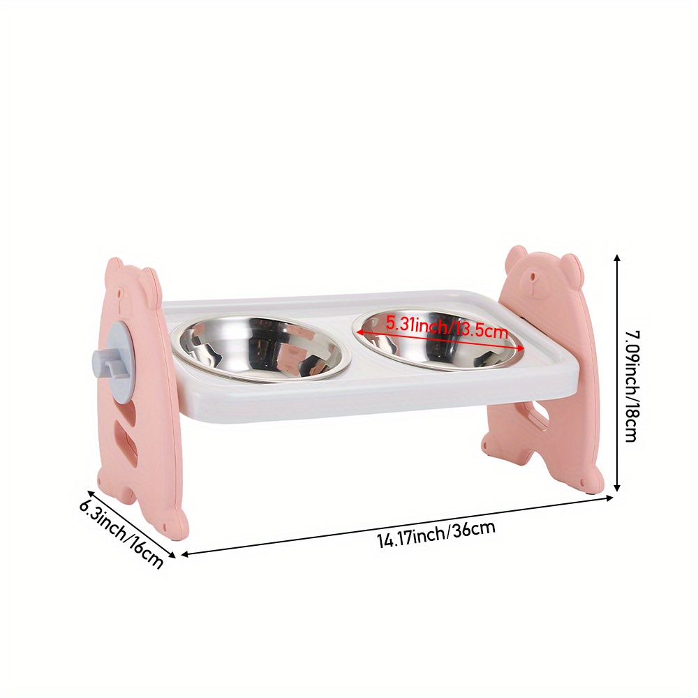 TEMU Raised Dog Bowl For Small Medium Large Dogs, Height Adjustable Dog Bowl Stand, With 2 Stainless Feeding Bowls, Elevated Dog Bowl, Dog Feeding