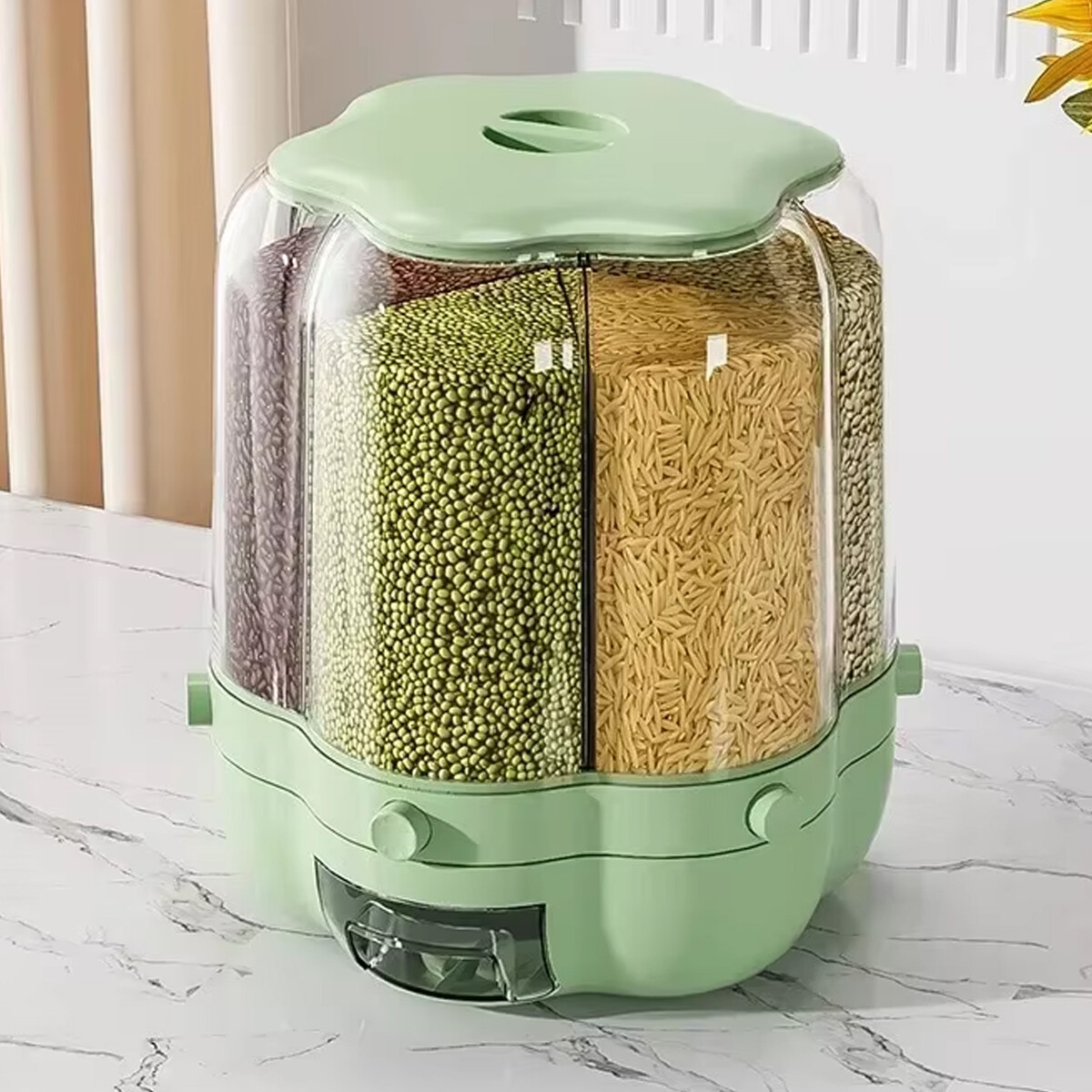 TEMU Multifunction Rotatablefood Sealed Storage Container Grain Box Cereal Dispenser